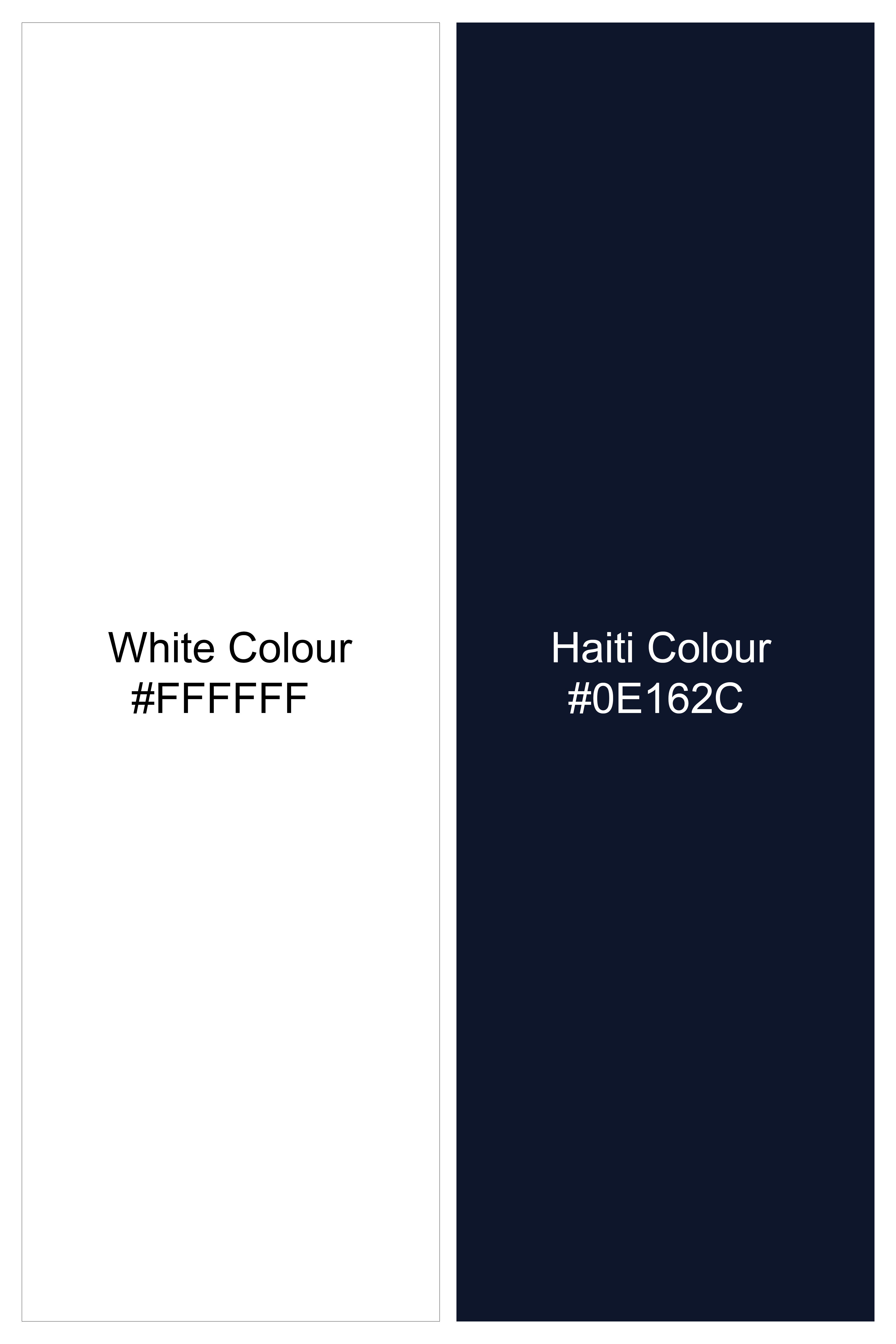 Haiti Navy Blue with White Square Printed Super Soft Premium Cotton Shirt