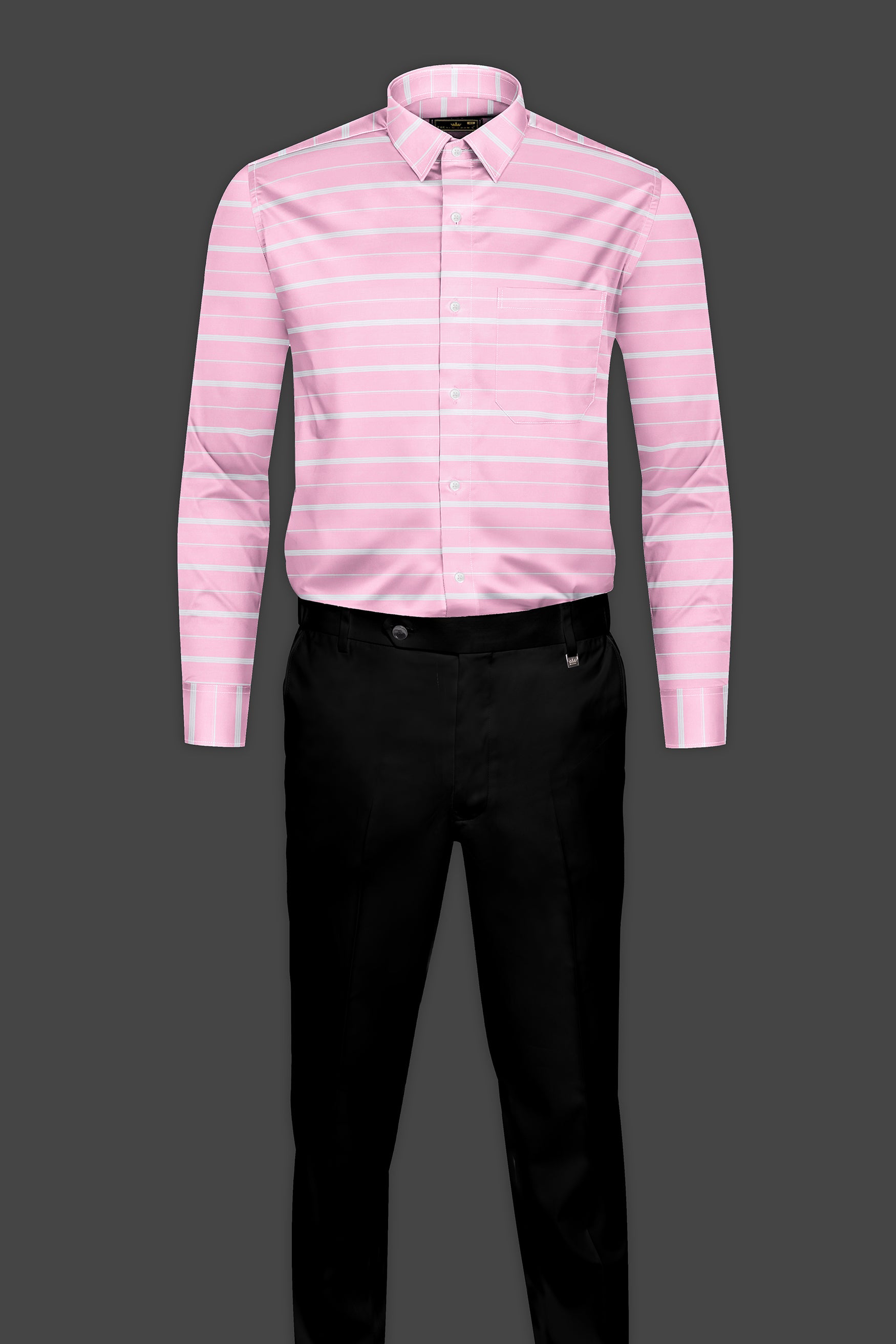 Thistle Pink with White Striped Royal Oxford Shirt