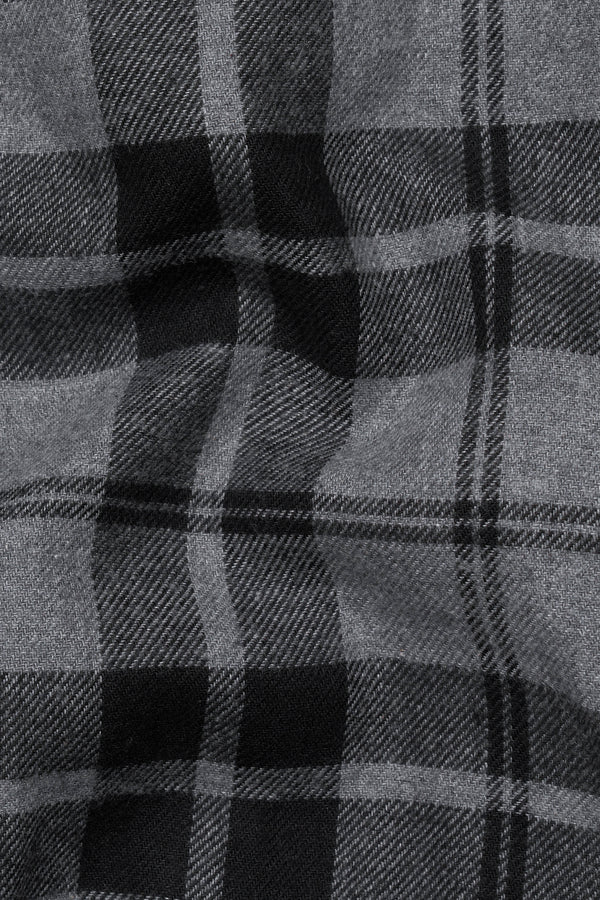Vensu Gray with Tealish Black Checkered Flannel Bomber Jacket