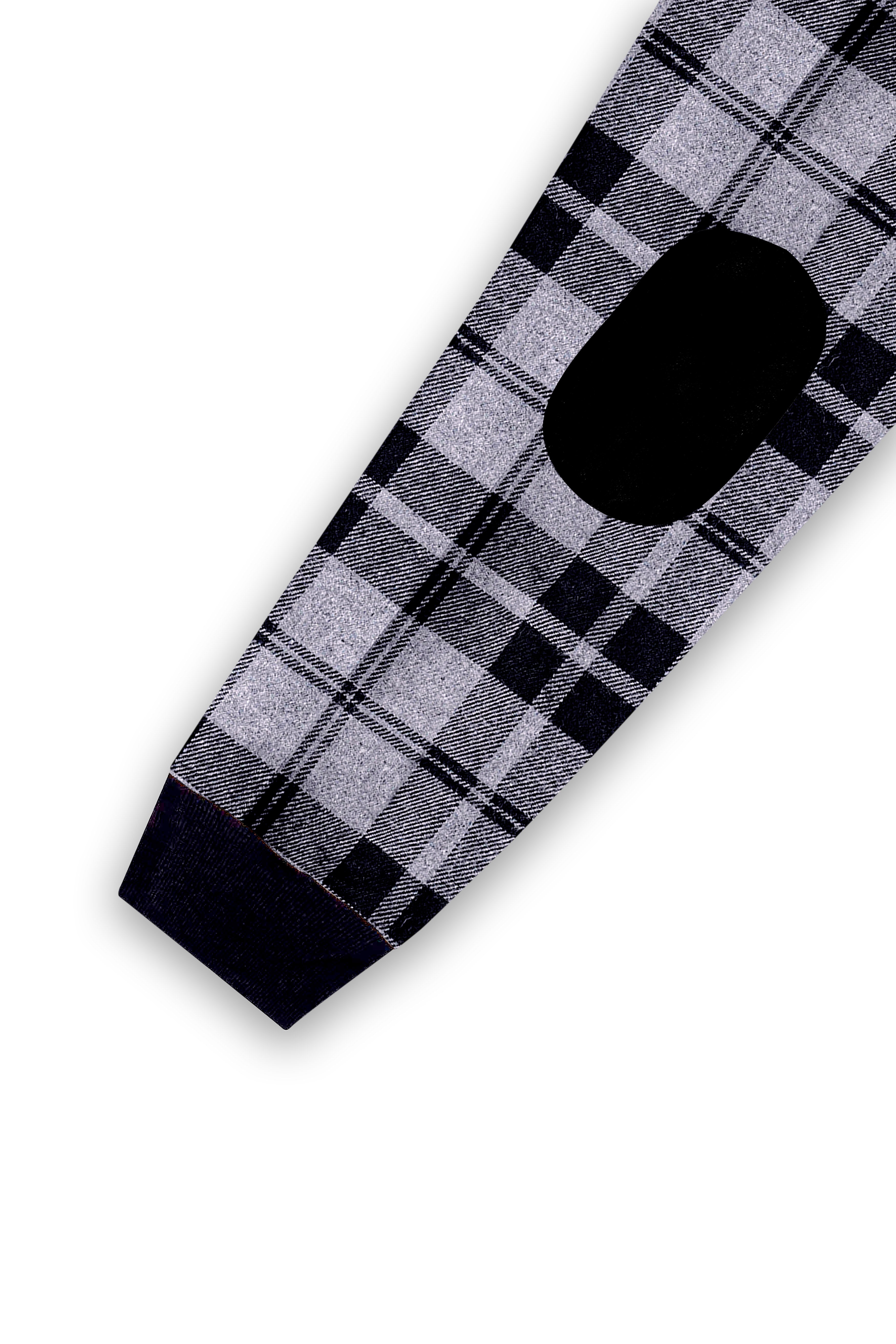 Vensu Gray with Tealish Black Checkered Flannel Bomber Jacket