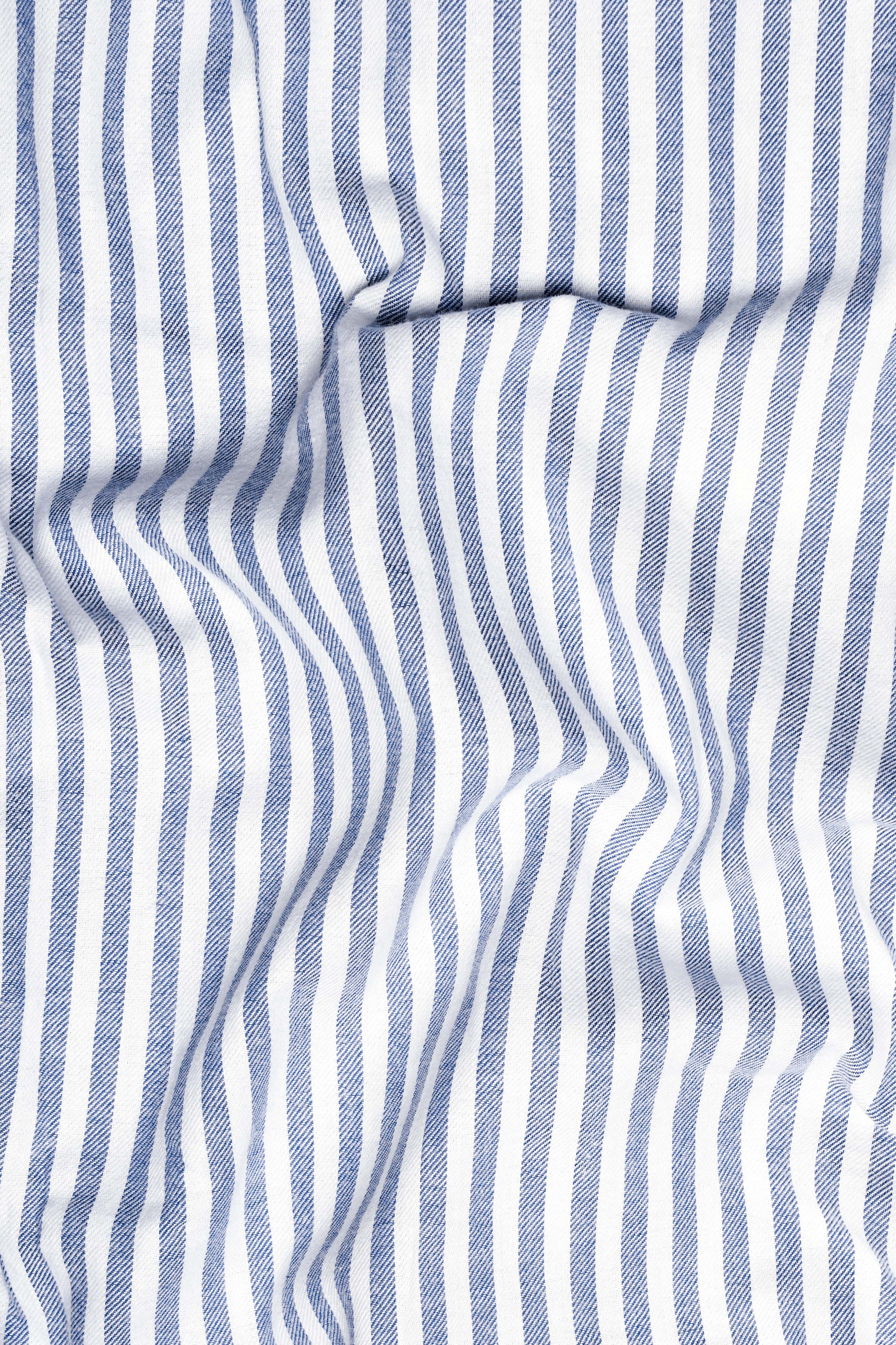Bright White and Mulled Haze Blue Striped Royal Oxford Shirt