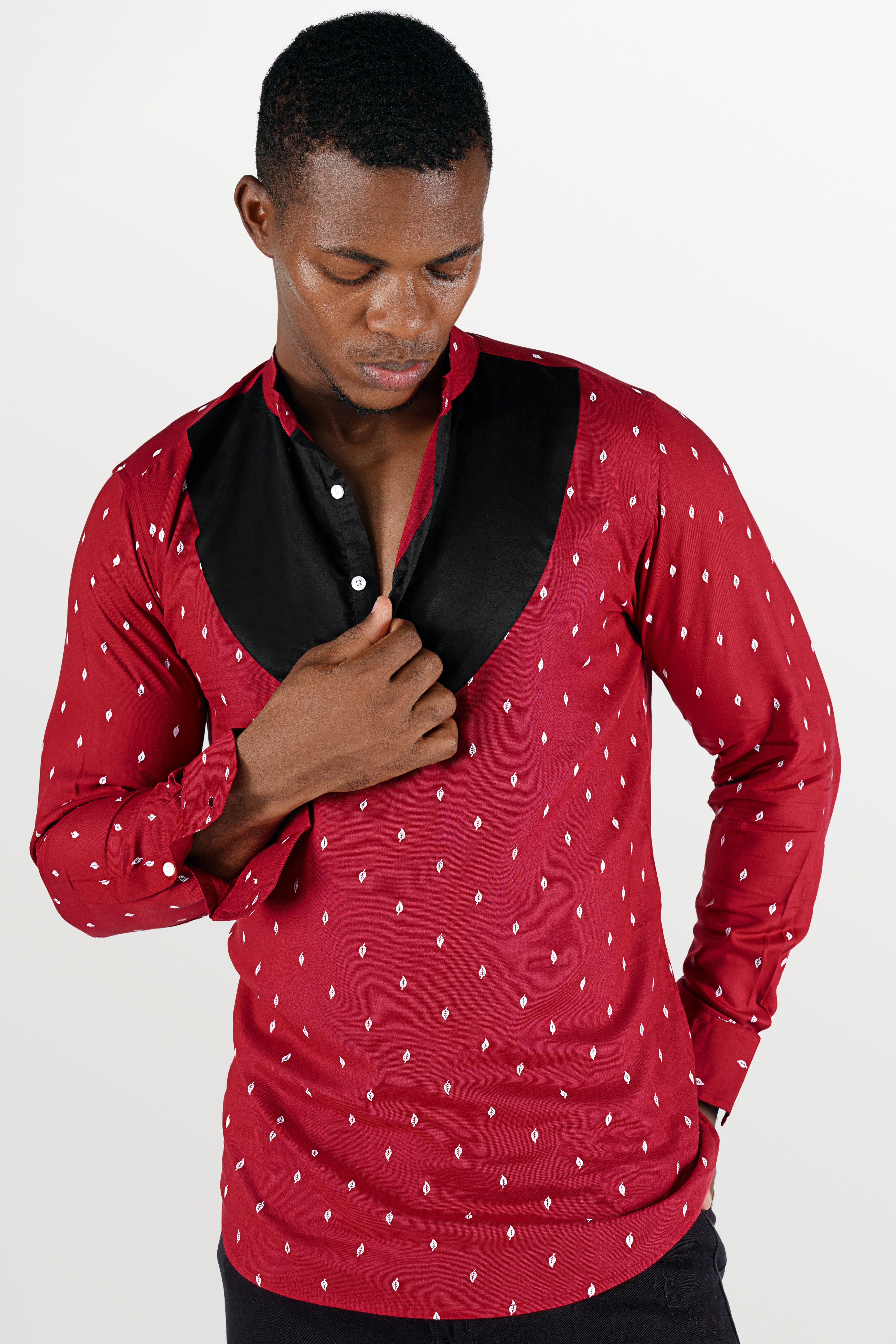 Cardinal Red and Black Premium Tencel Designer Shirt