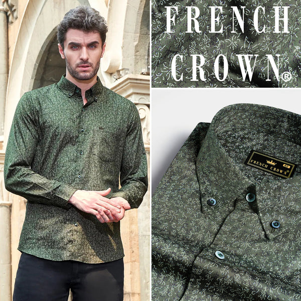 Chicago Green Ditsy Printed Royal Oxford Button-Down Shirt