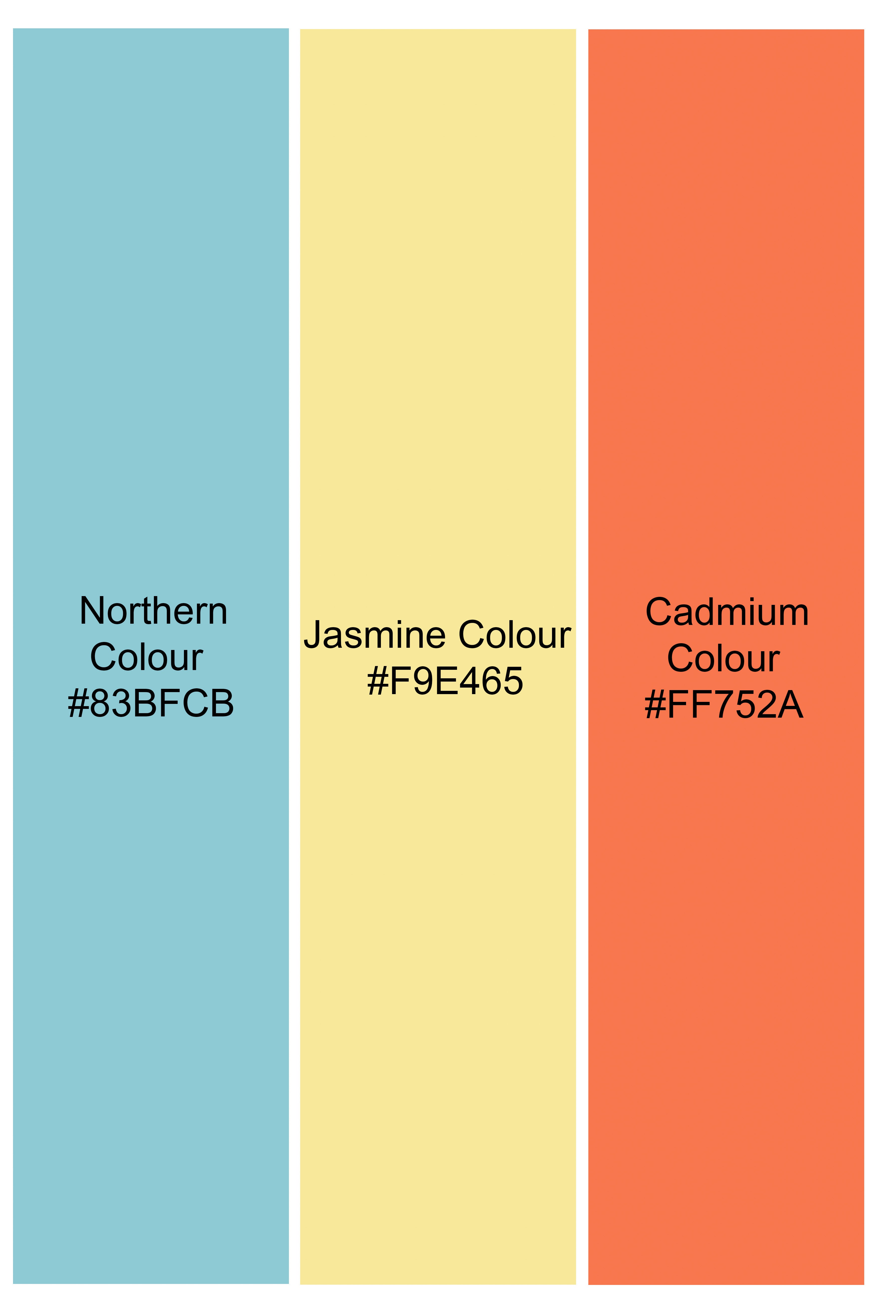 Northern Blue with Jasmine Yellow and Cadmium Orange Checkered Flannel Shirt