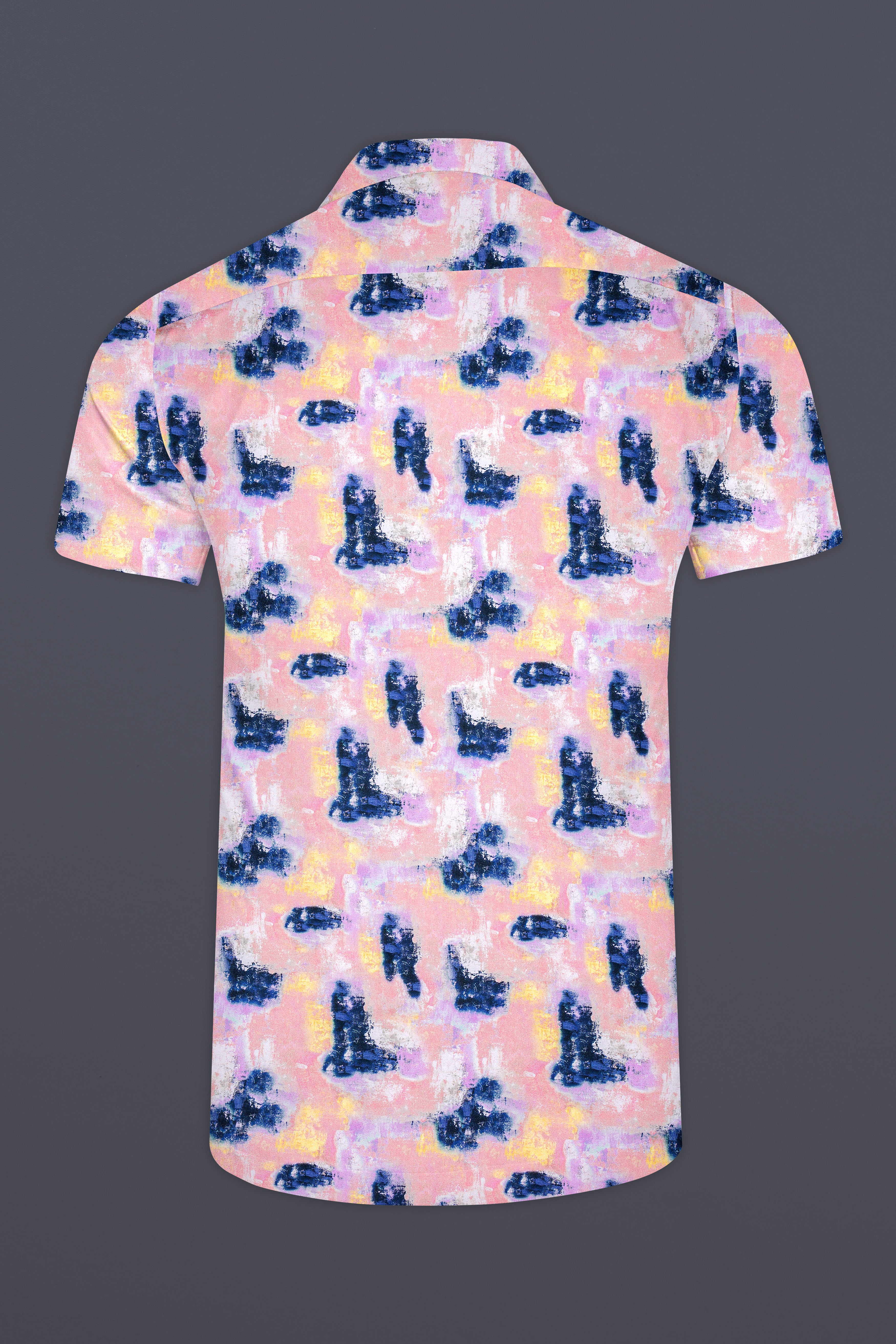 Mandys Peach with Gunmetal Blue Printed Super Soft Premium Cotton Shirt