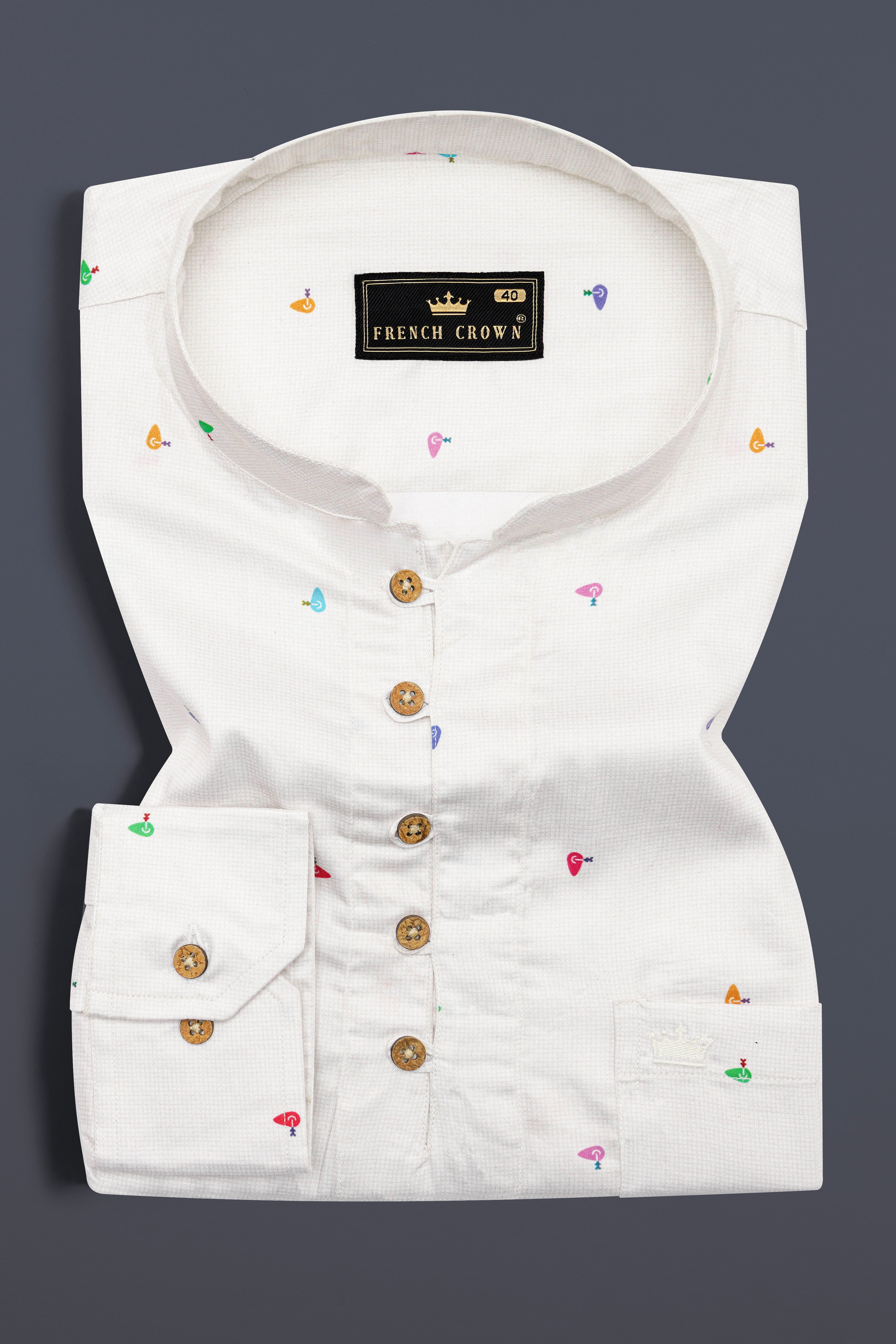 Merino Off White Printed Super Soft Premium Cotton Kurta Shirt