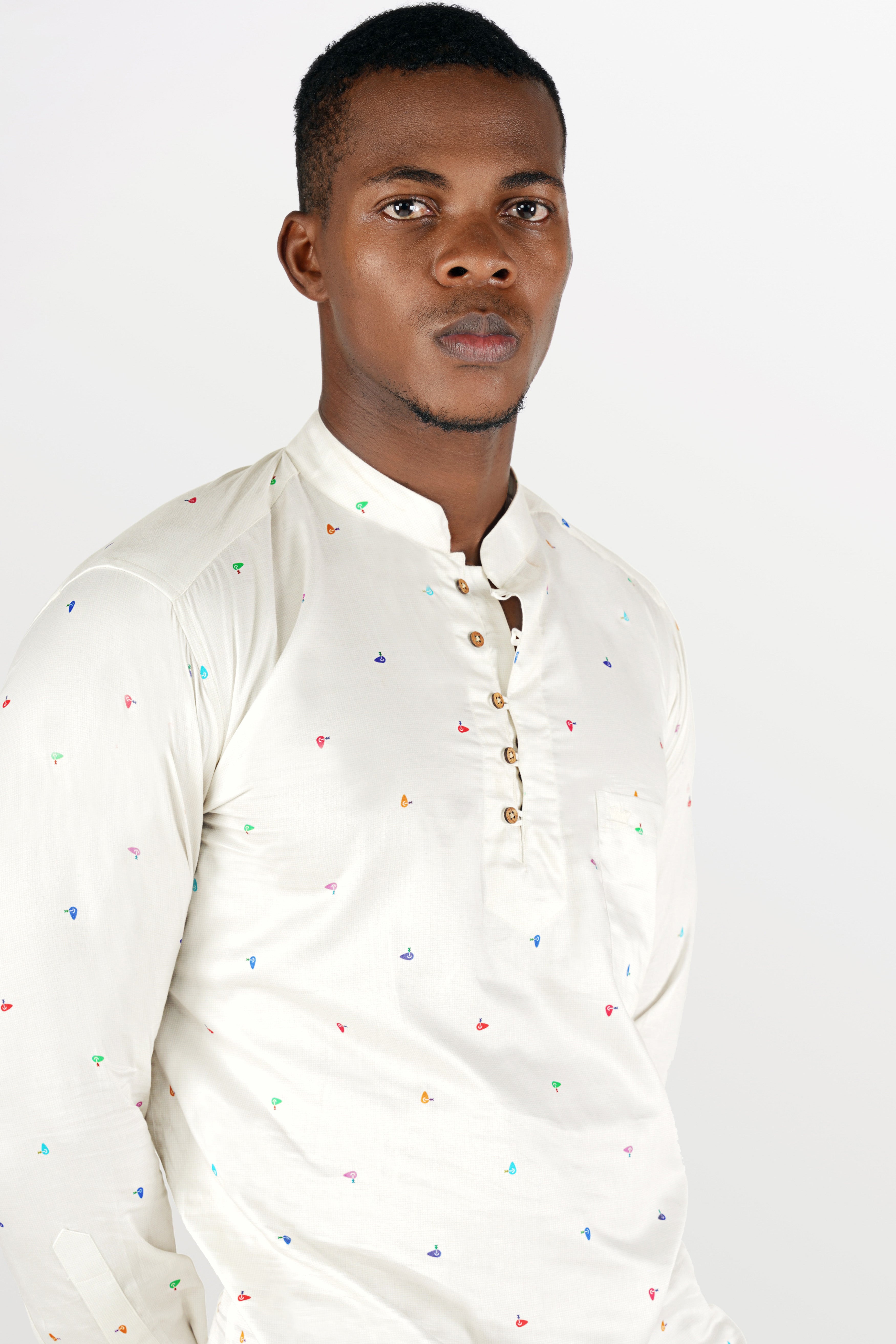 Merino Off White Printed Super Soft Premium Cotton Kurta Shirt