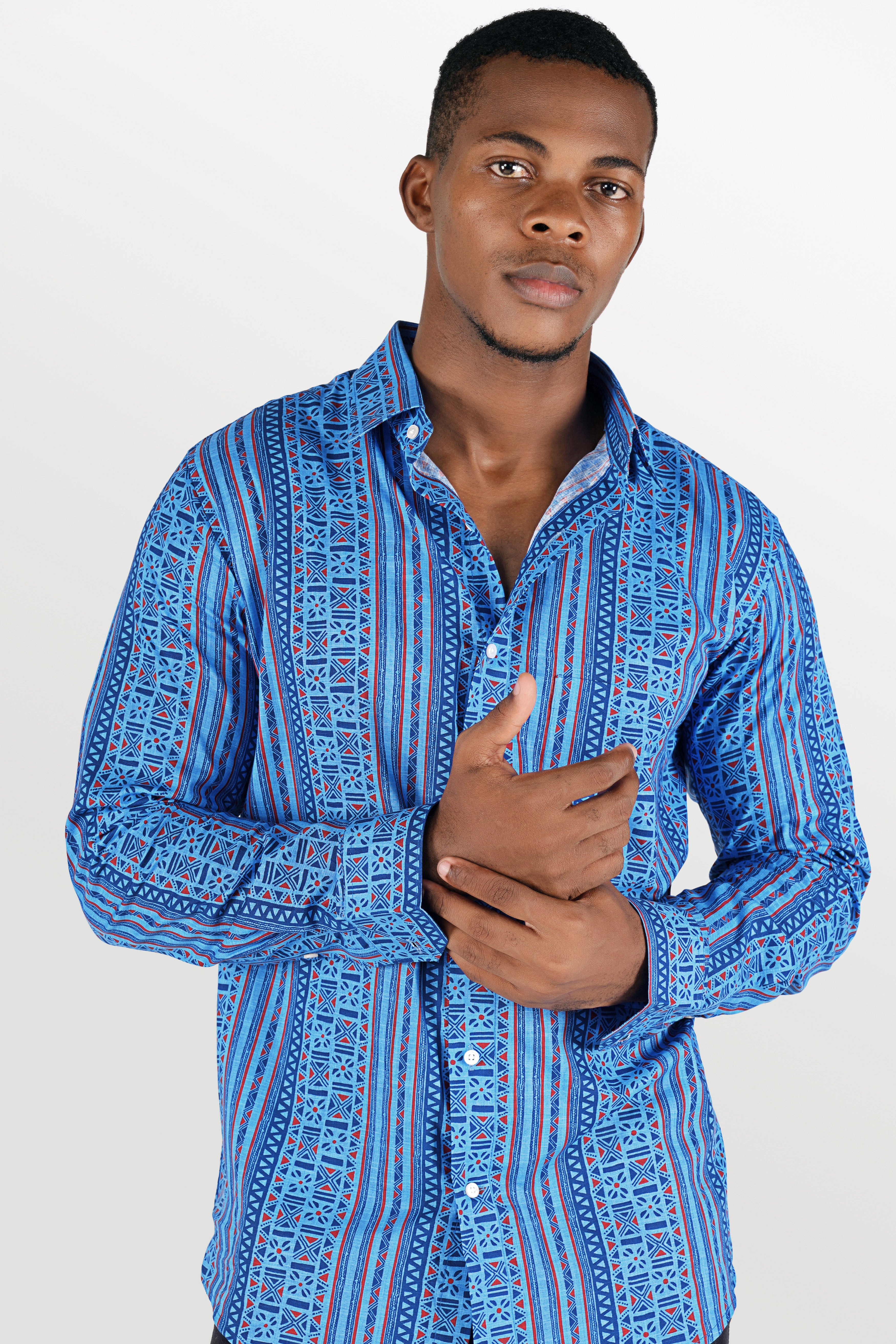 Havelock Blue Printed Luxurious Linen Shirt