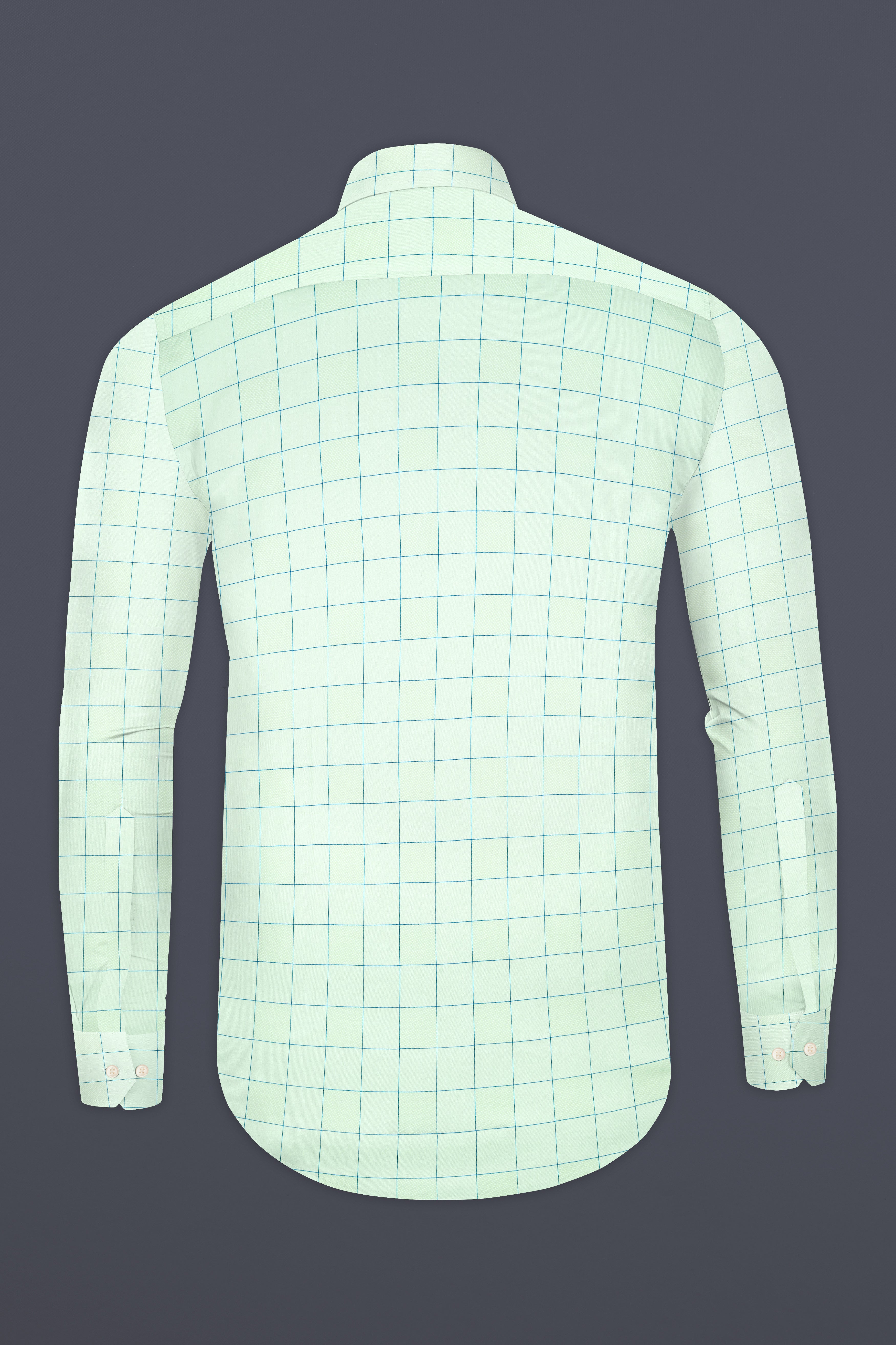 Surf Crest Green with Tufts Blue Windowpane Dobby Textured Premium Giza Cotton Shirt