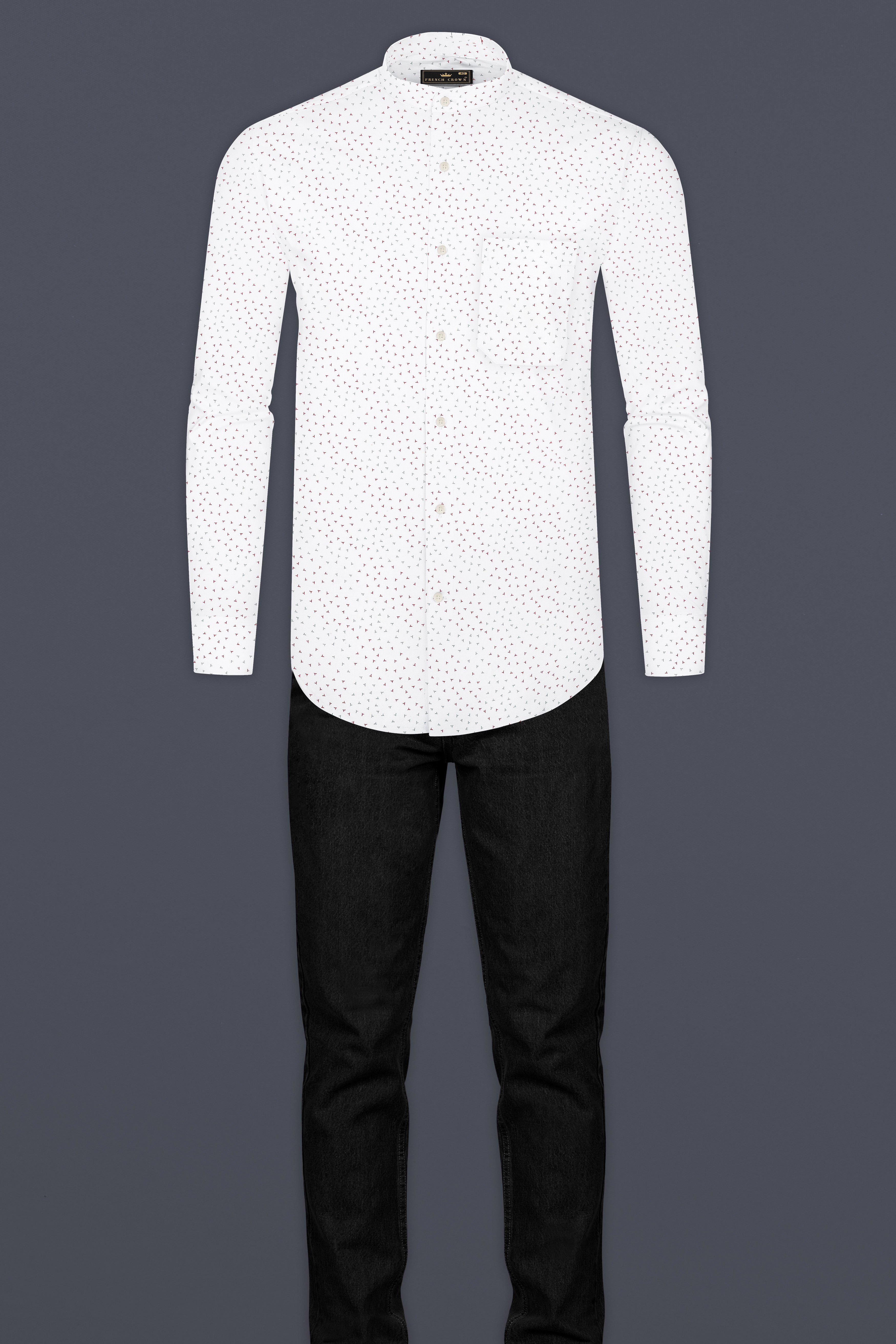 Bright White Dobby Textured Premium Giza Cotton Shirt