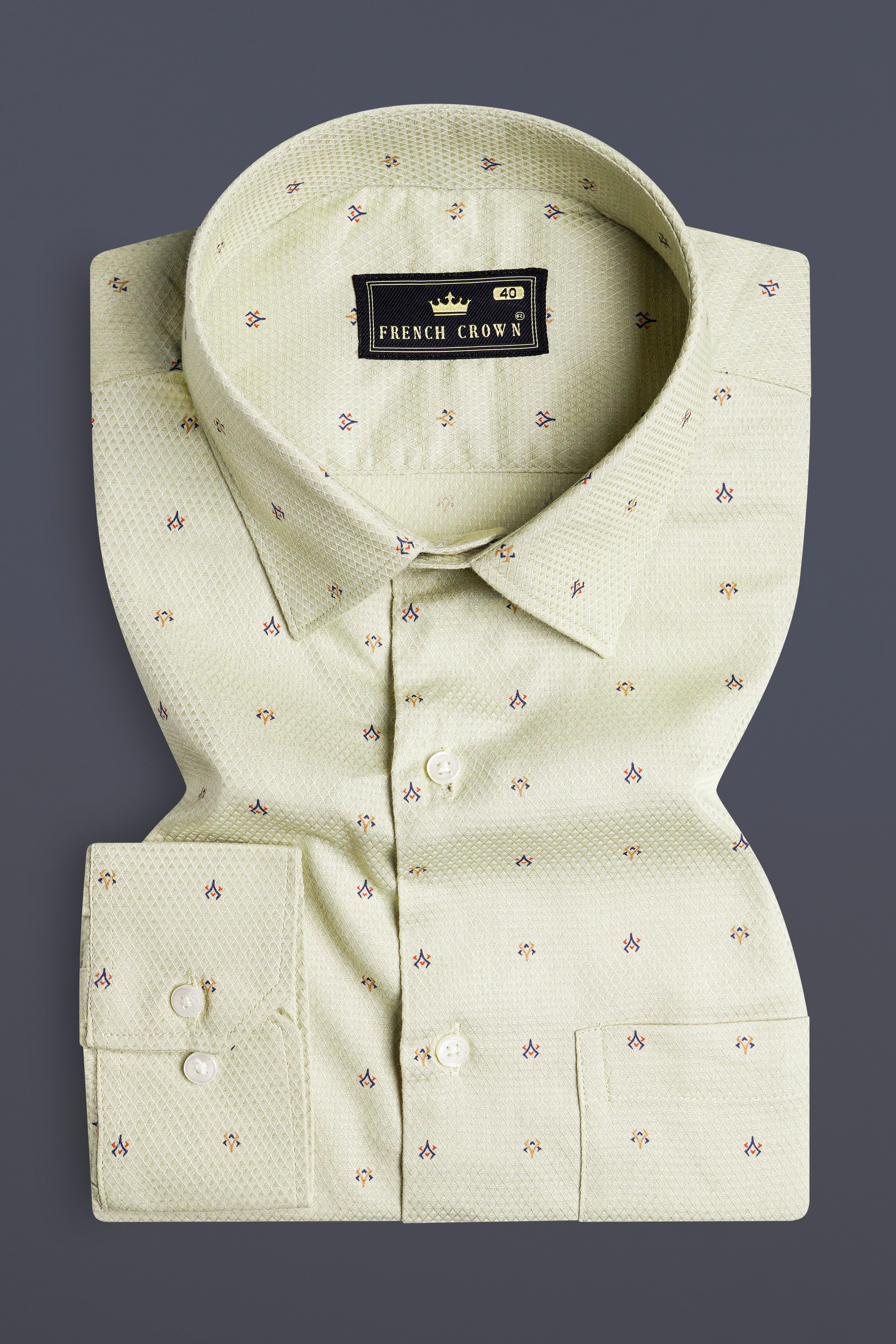 Beryl Green Dobby Textured Premium Giza Cotton Shirt