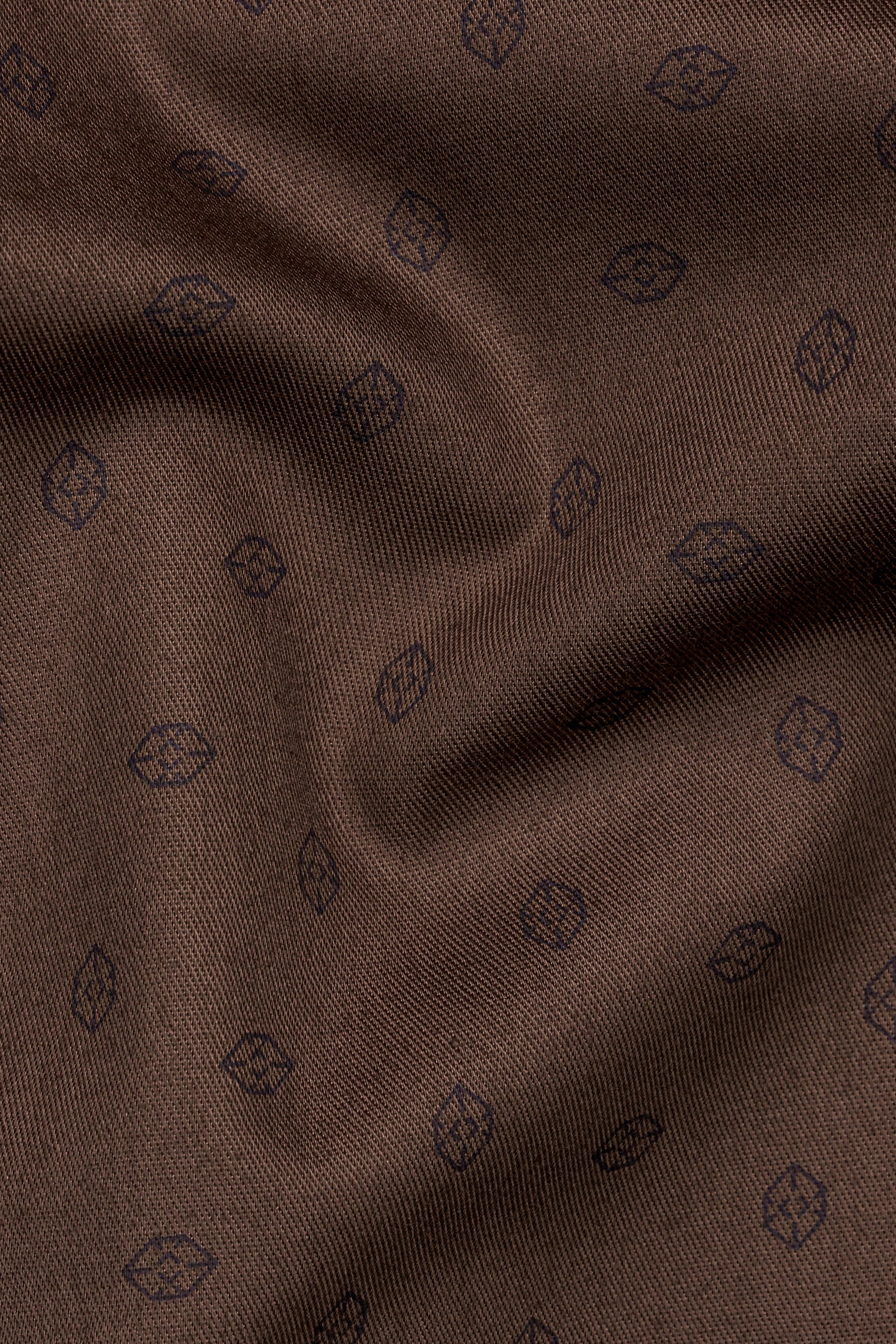 Lisbon Brown Twill Printed Premium Cotton Shirt