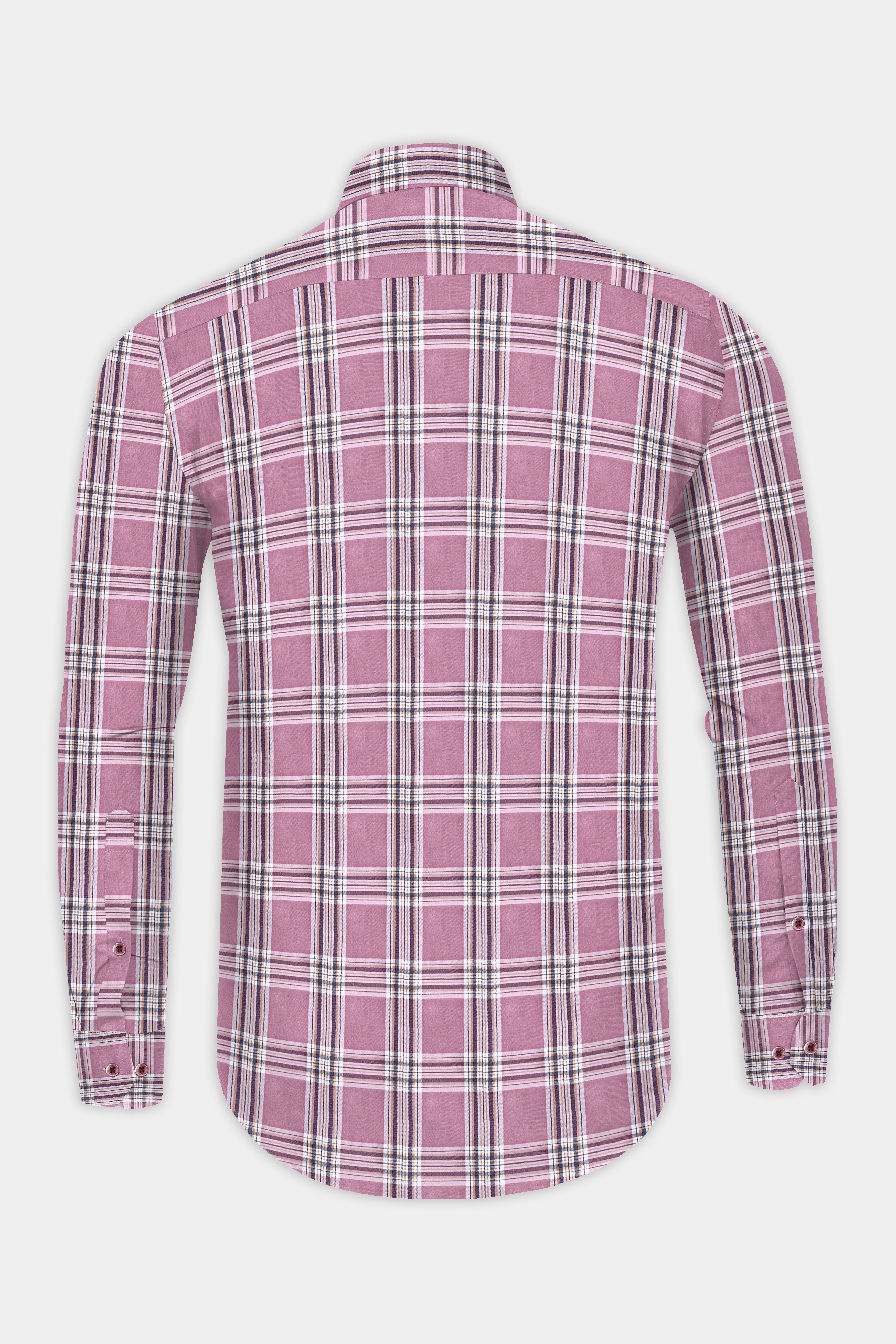 Turkish Rose Pink and Rhino Blue Twill Plaid Premium Cotton Shirt