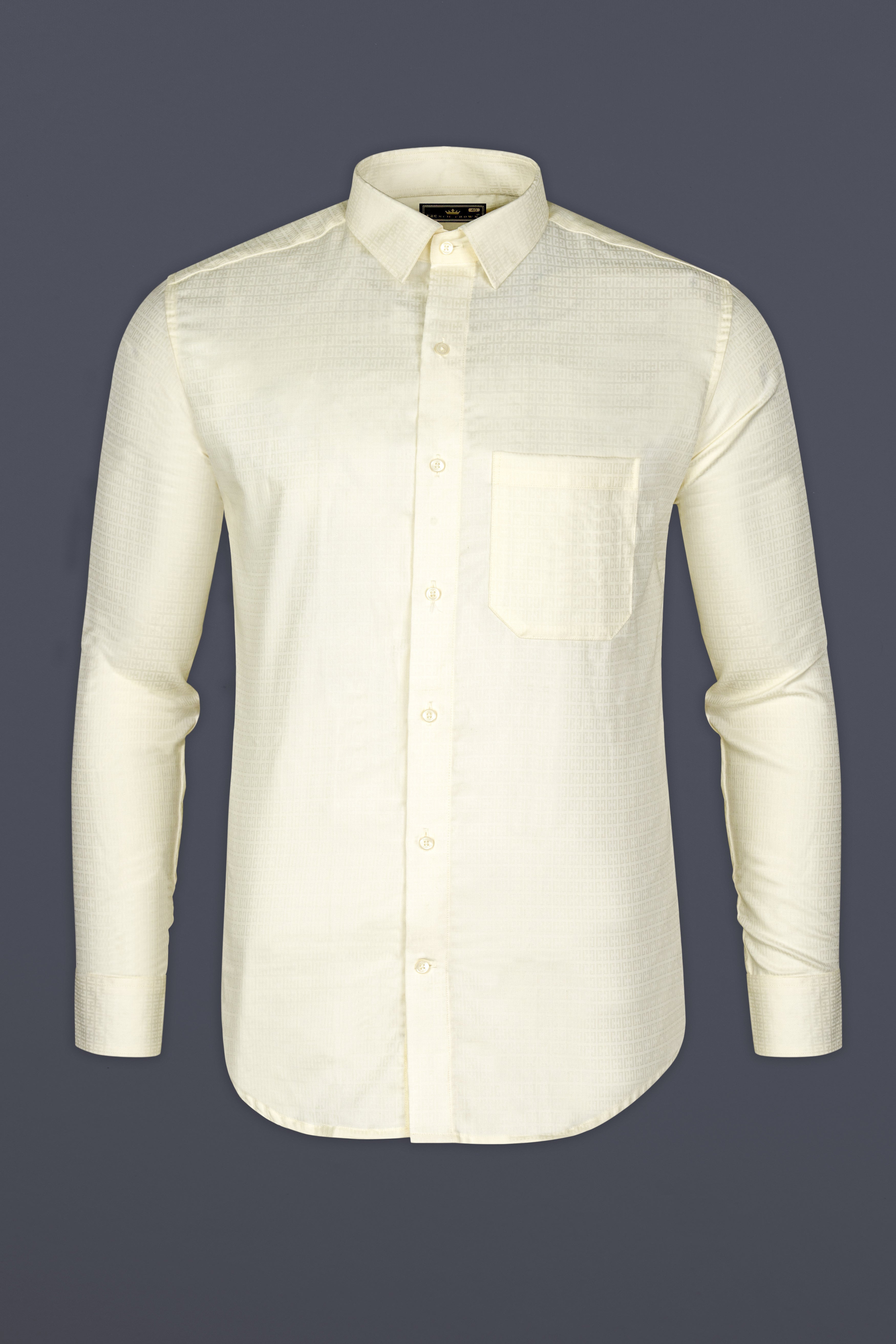 Eggshell Cream Dobby Textured Premium Giza Cotton Shirt