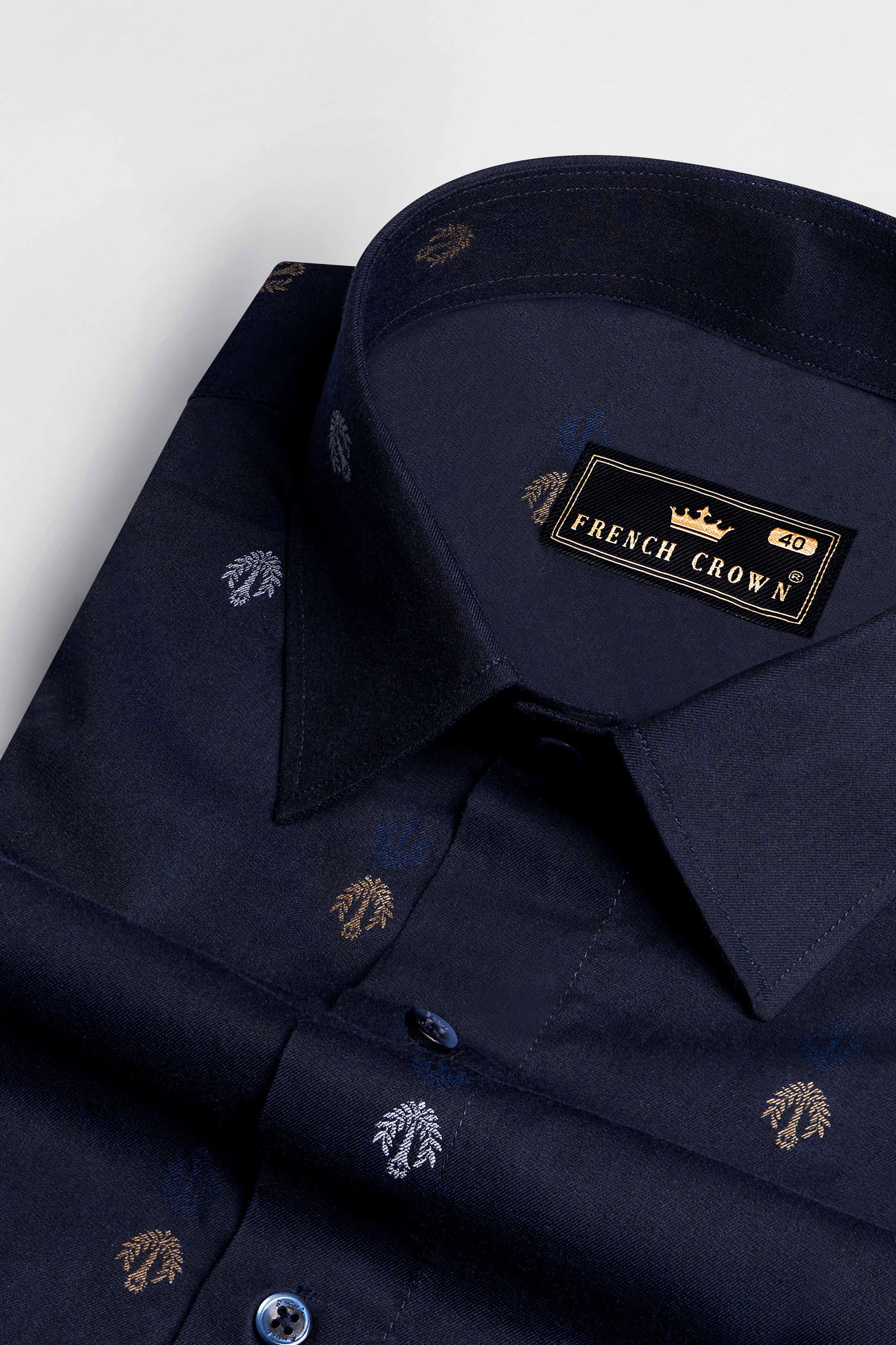 Thunder Blue Jacquard Textured Premium Giza Cotton Shirt