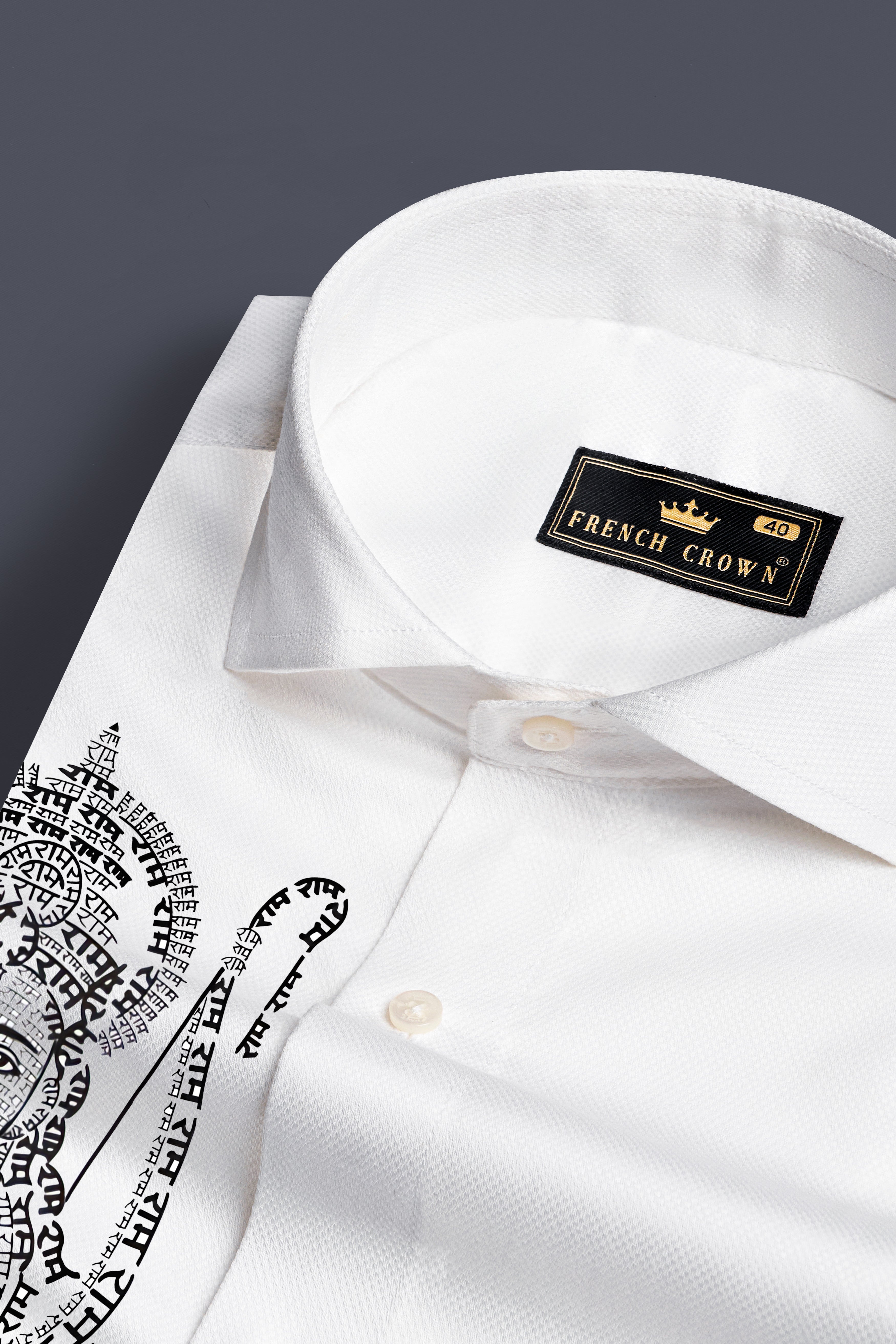 Bright White Lord Ram Printed Royal Oxford Designer Shirt