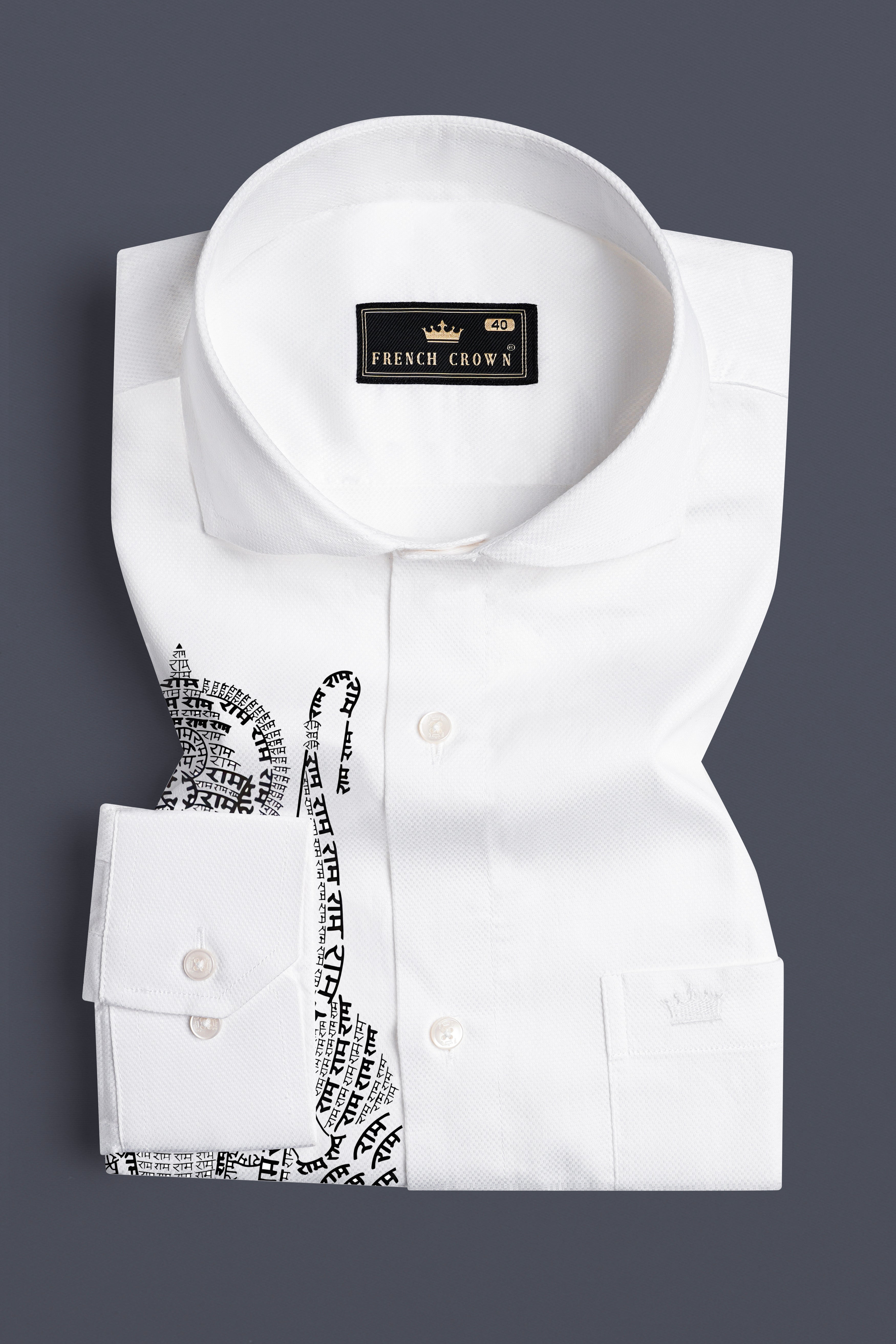 Bright White Lord Ram Printed Royal Oxford Designer Shirt