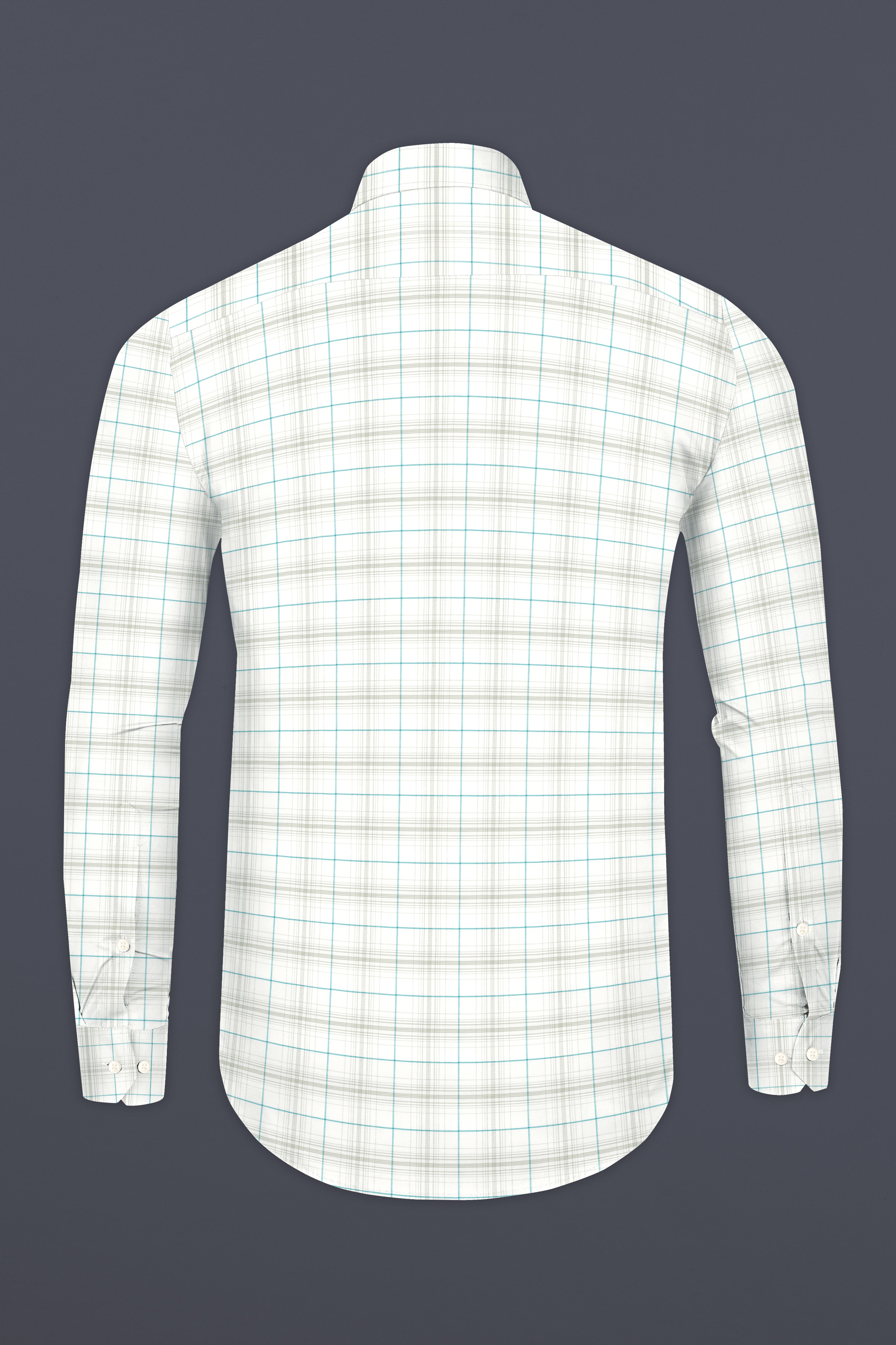 Bright White with Porcelain Brown Checkered Premium Cotton Shirt