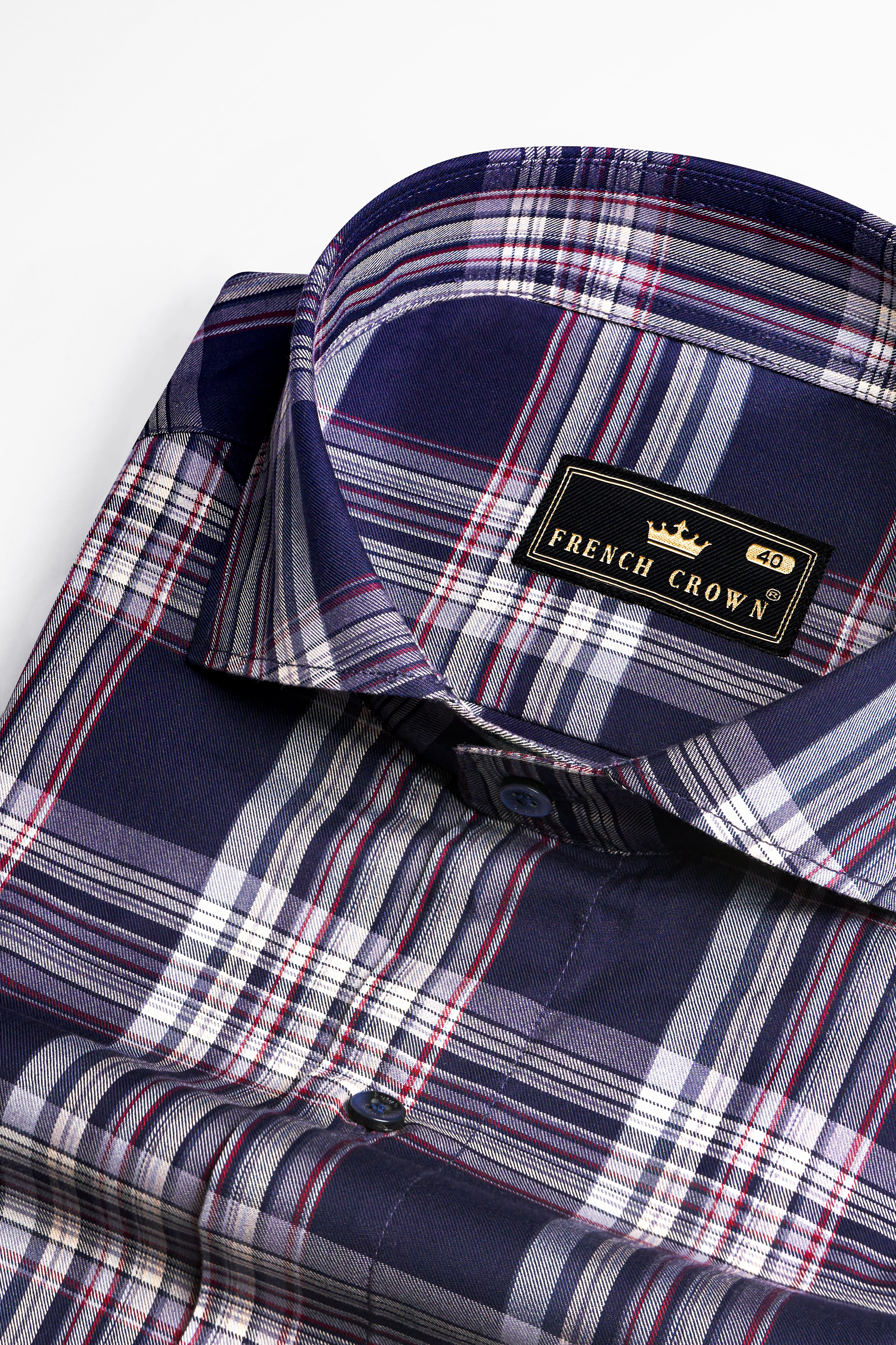 Martinique Blue with White Twill Plaid Premium Cotton Shirt