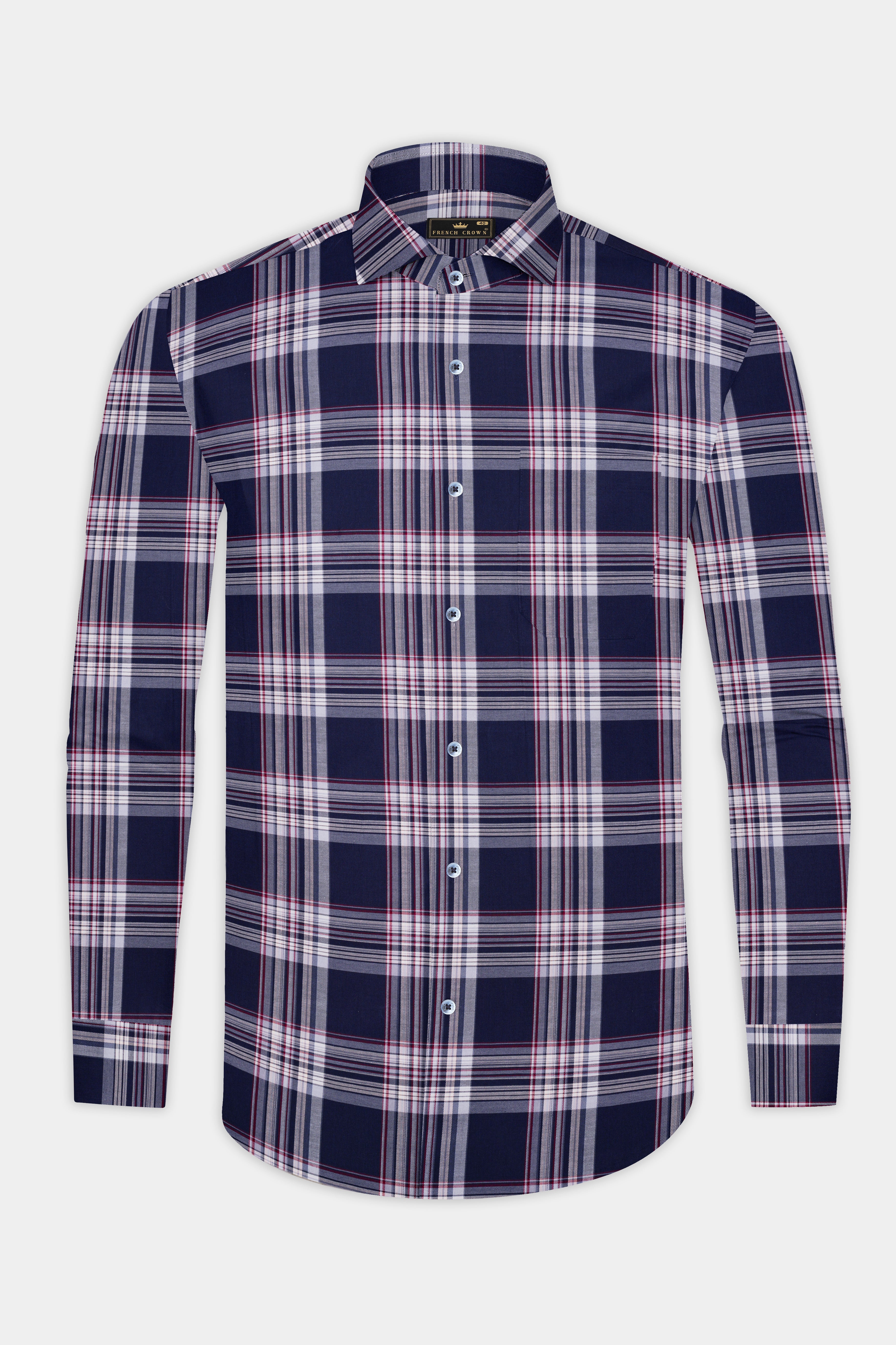 Martinique Blue with White Twill Plaid Premium Cotton Shirt