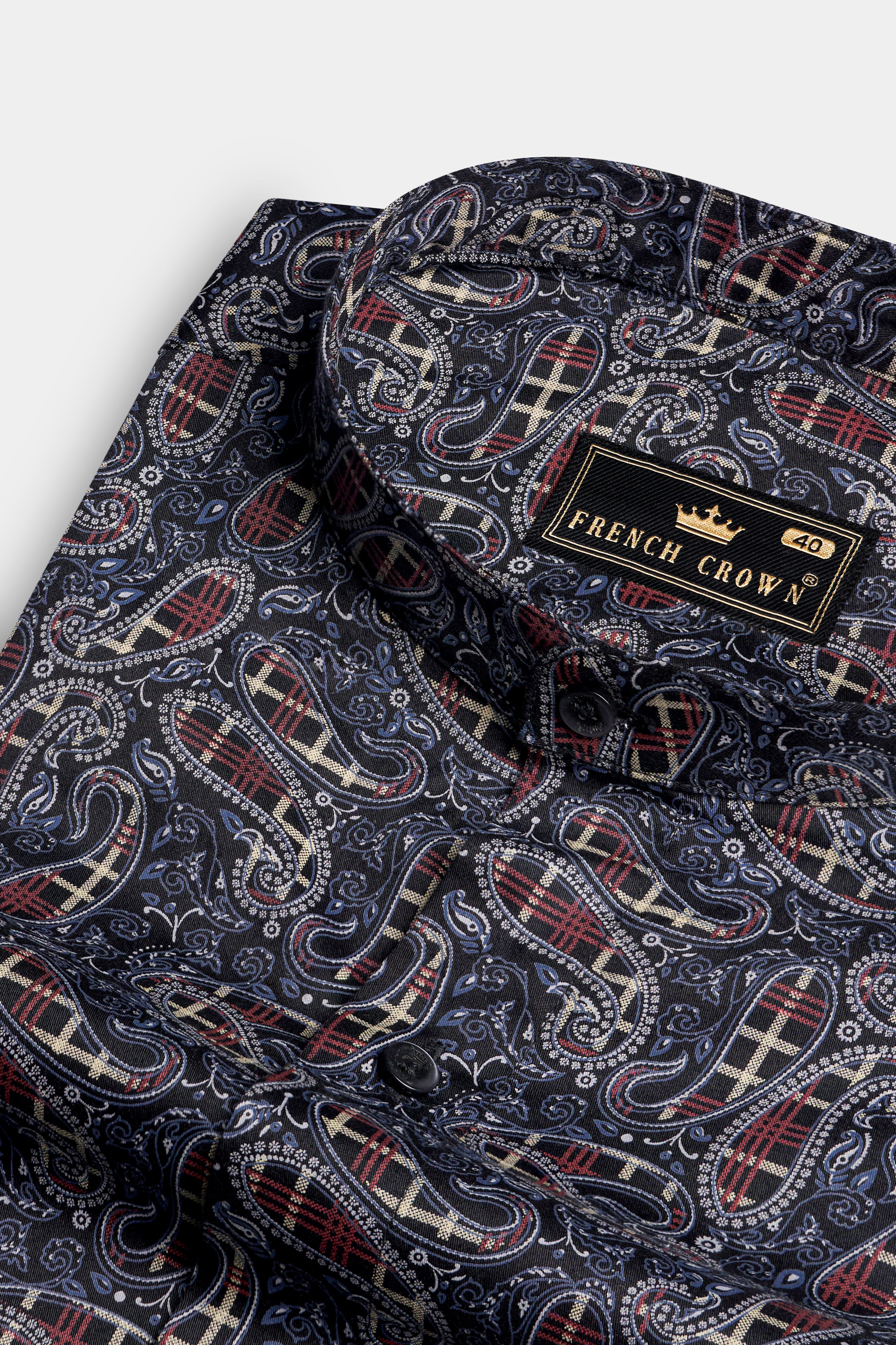 Nile Blue with Jade Black Multicolour Paisley Printed Super Soft Premium Cotton Shirt