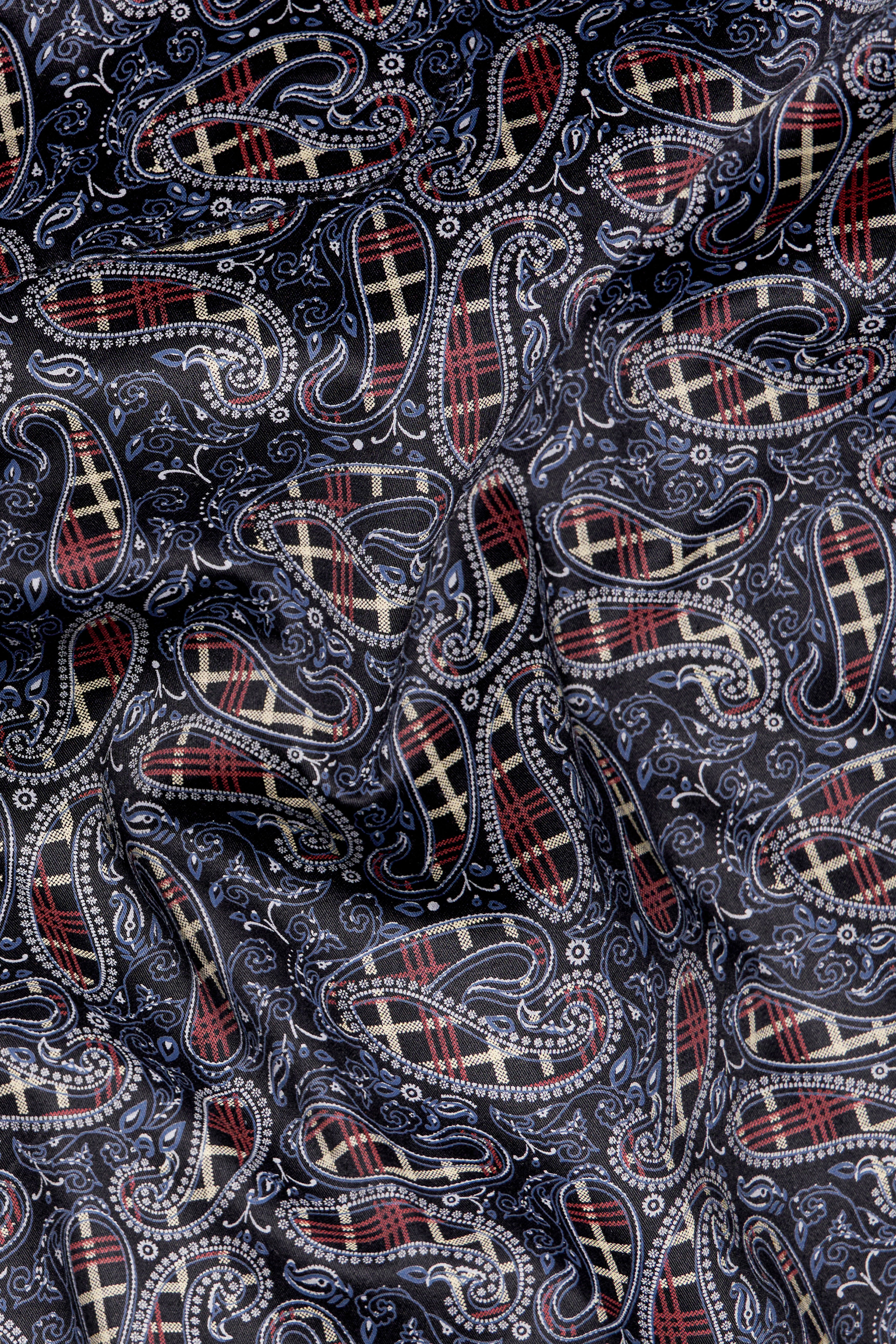 Nile Blue with Jade Black Multicolour Paisley Printed Super Soft Premium Cotton Shirt