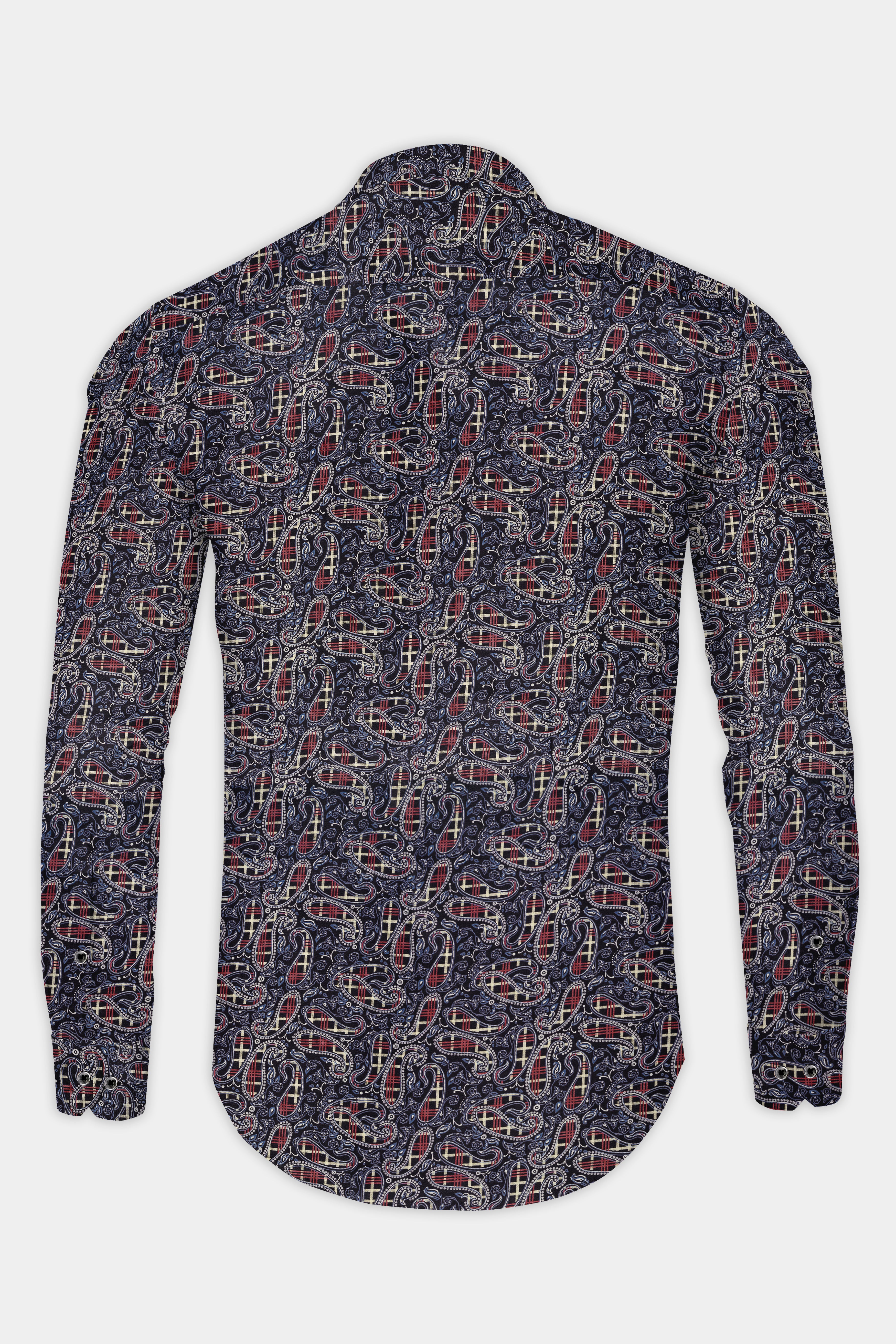 Nile Blue with Jade Black Multicolour Paisley Printed Super Soft Premium Cotton Shirt