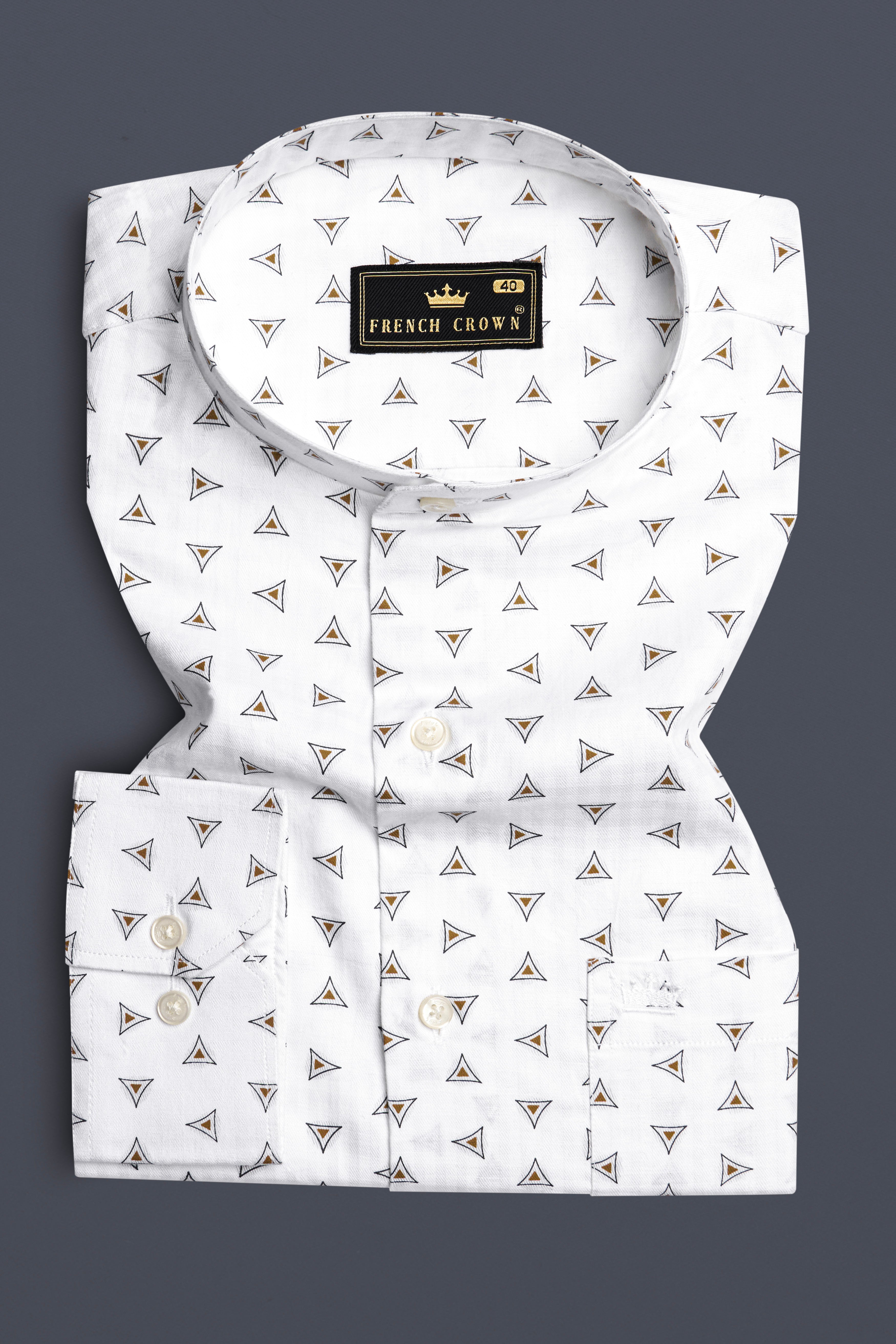 Bright White Printed Super Soft Premium Cotton Shirt