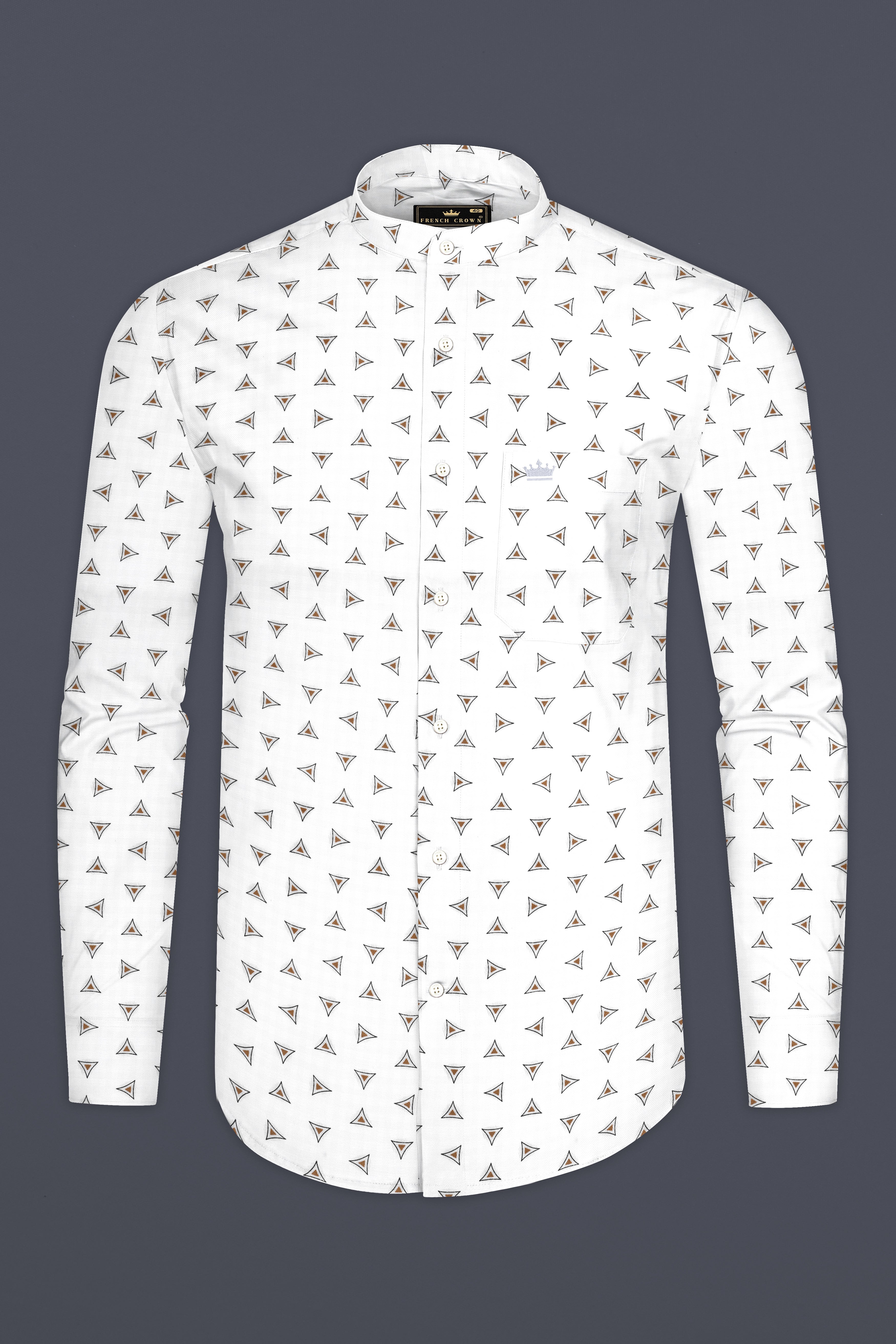 Bright White Printed Super Soft Premium Cotton Shirt