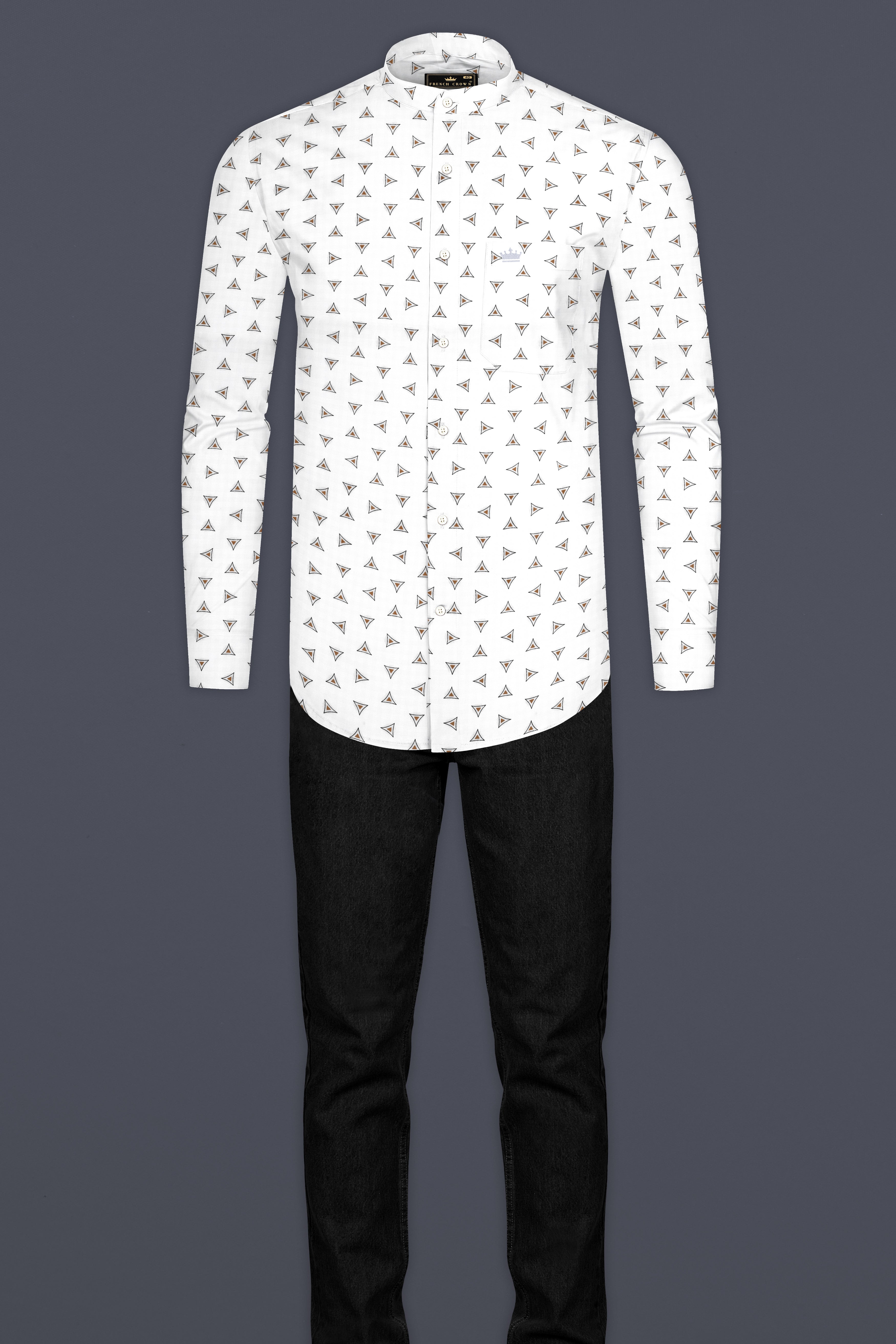 Bright White Printed Super Soft Premium Cotton Shirt