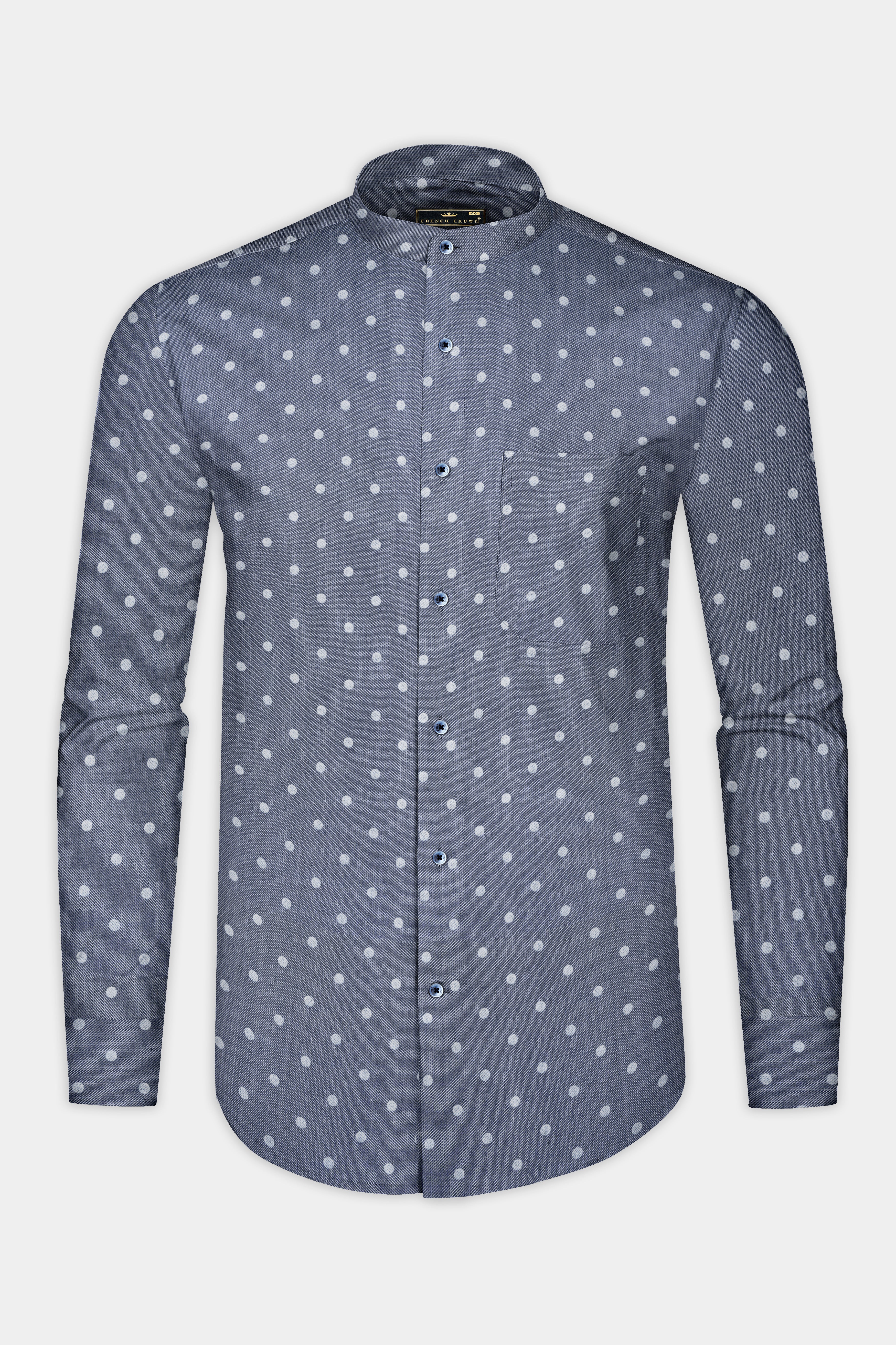 Twilight Blue and White Polka Dotted Denim Shirt