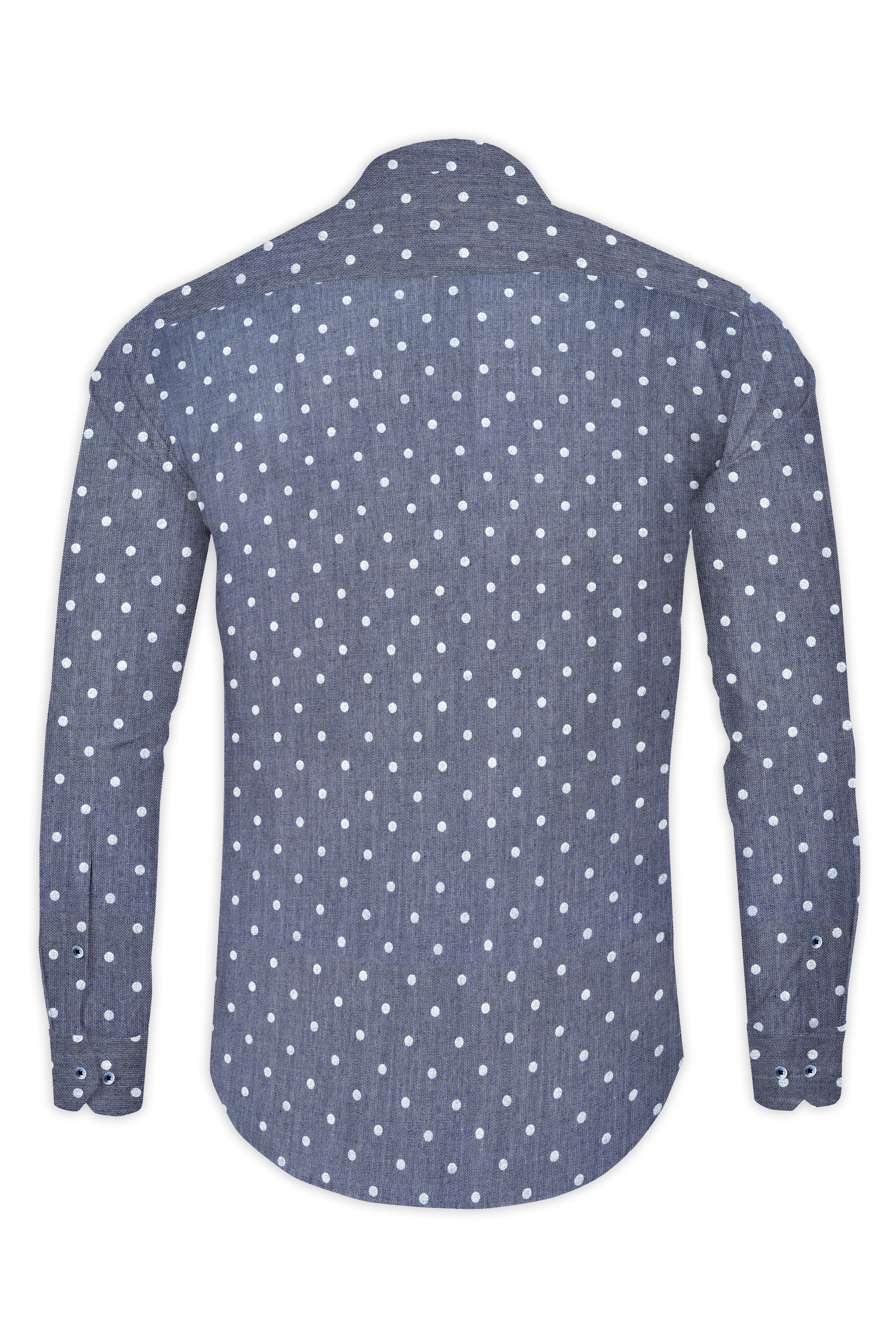 Twilight Blue and White Polka Dotted Denim Shirt