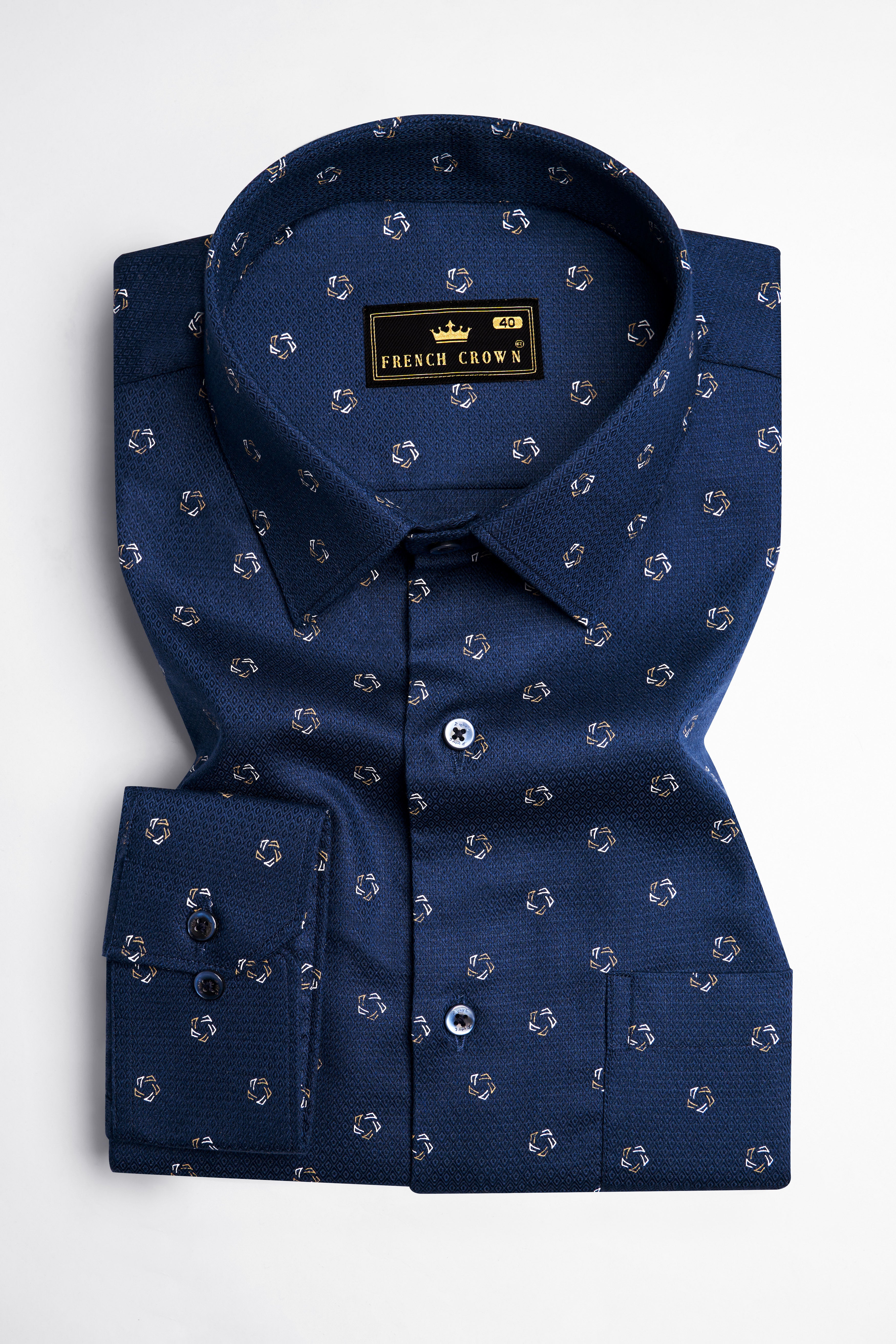 Downriver Blue Dobby Textured Premium Giza Cotton Shirt
