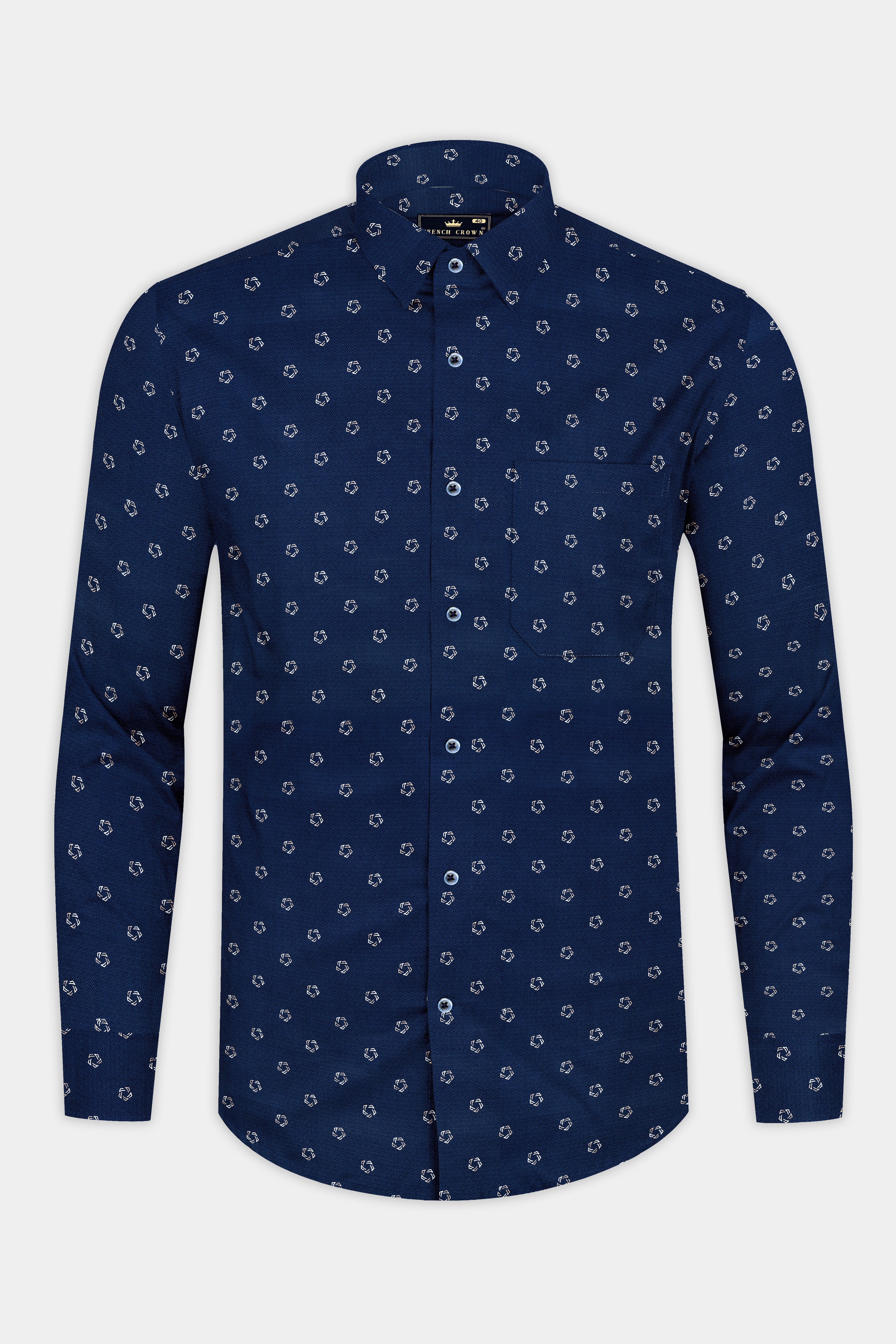 Downriver Blue Dobby Textured Premium Giza Cotton Shirt