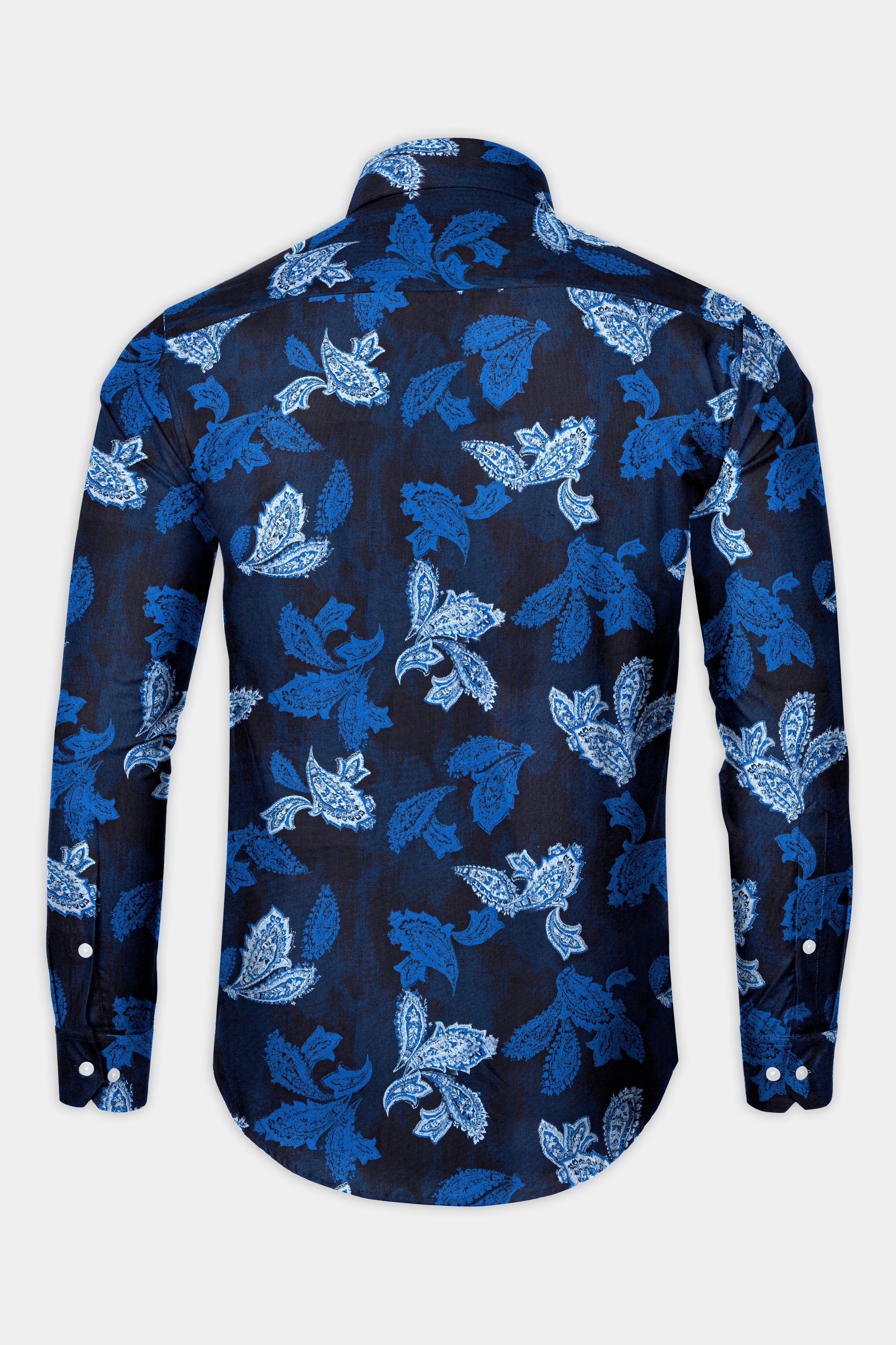 Cloud Burst Blue with Havelock Blue Paisley Printed Super Soft Premium Cotton Shirt