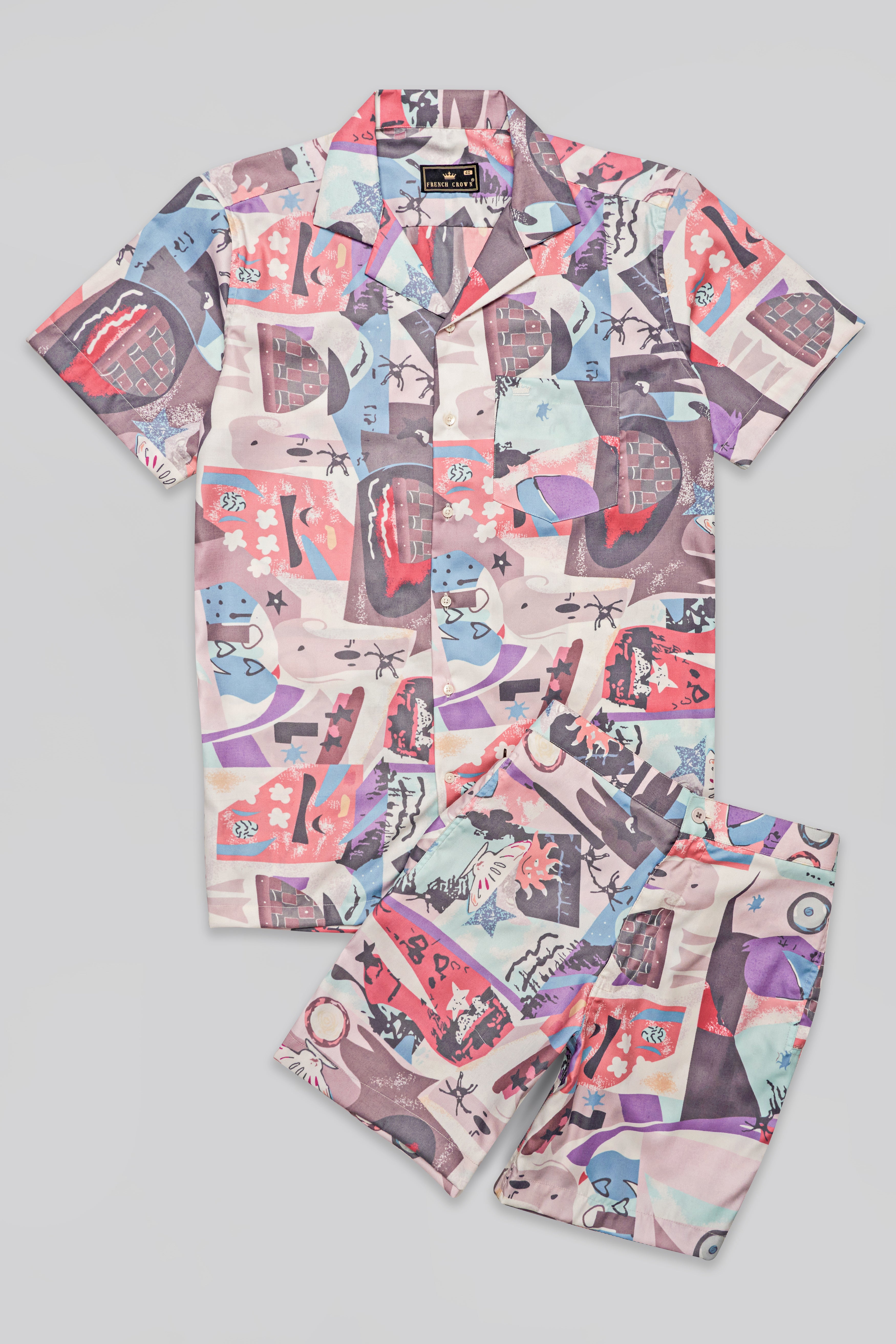 Flare Peach With Jordy Blue and Rouge Pink Abstract Printed Super Soft Premium Cotton Co-ord Sets 10577-CC-SS-SR-283-38, 10577-CC-SS-SR-283-39, 10577-CC-SS-SR-283-40, 10577-CC-SS-SR-283-42, 10577-CC-SS-SR-283-44, 10577-CC-SS-SR-283-46, 10577-CC-SS-SR-283-48, 10577-CC-SS-SR-283-50, 10577-CC-SS-SR-283-52