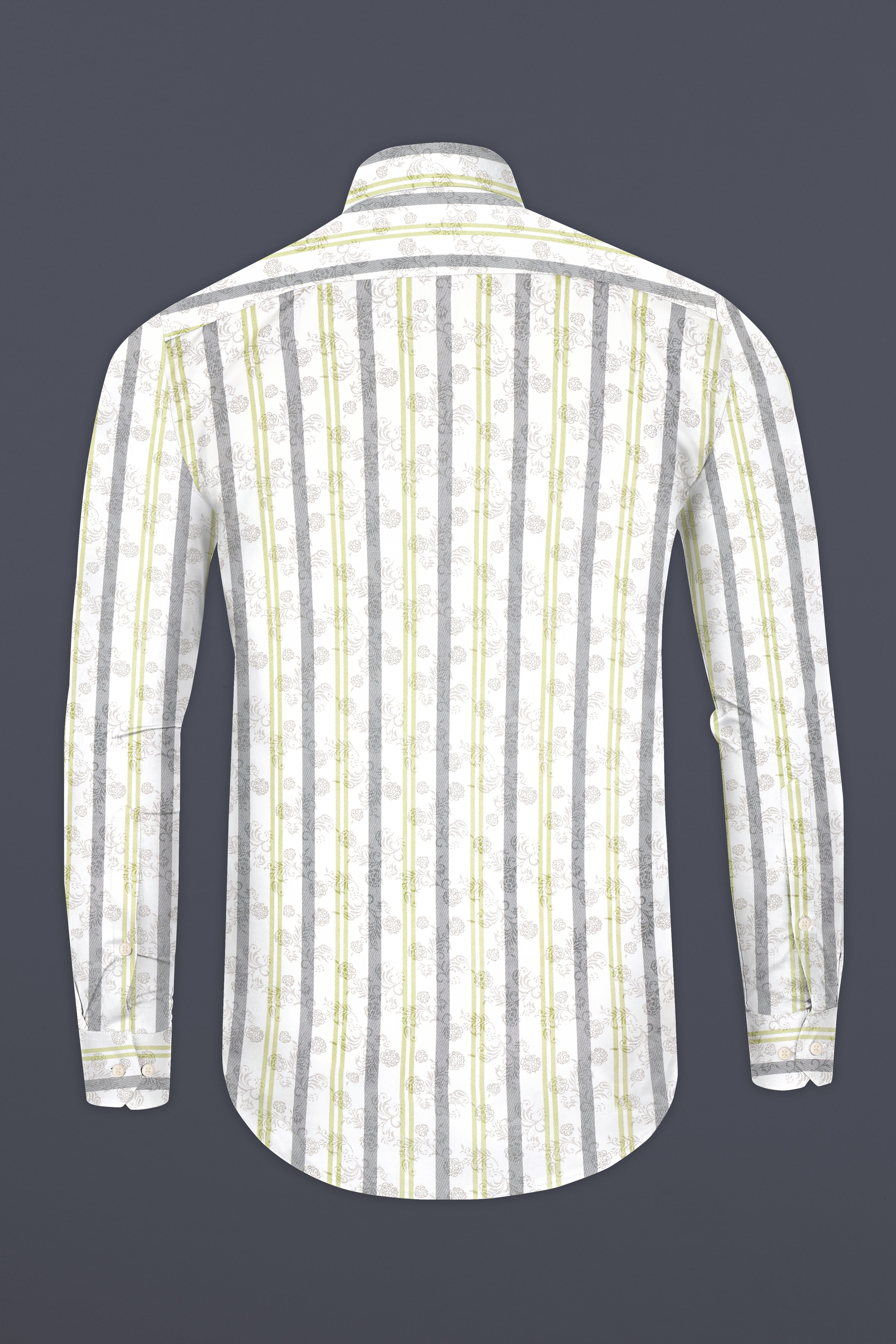 Bright White with Gunsmoke Gray and Hampton Green Striped Super Soft Premium Cotton Shirt