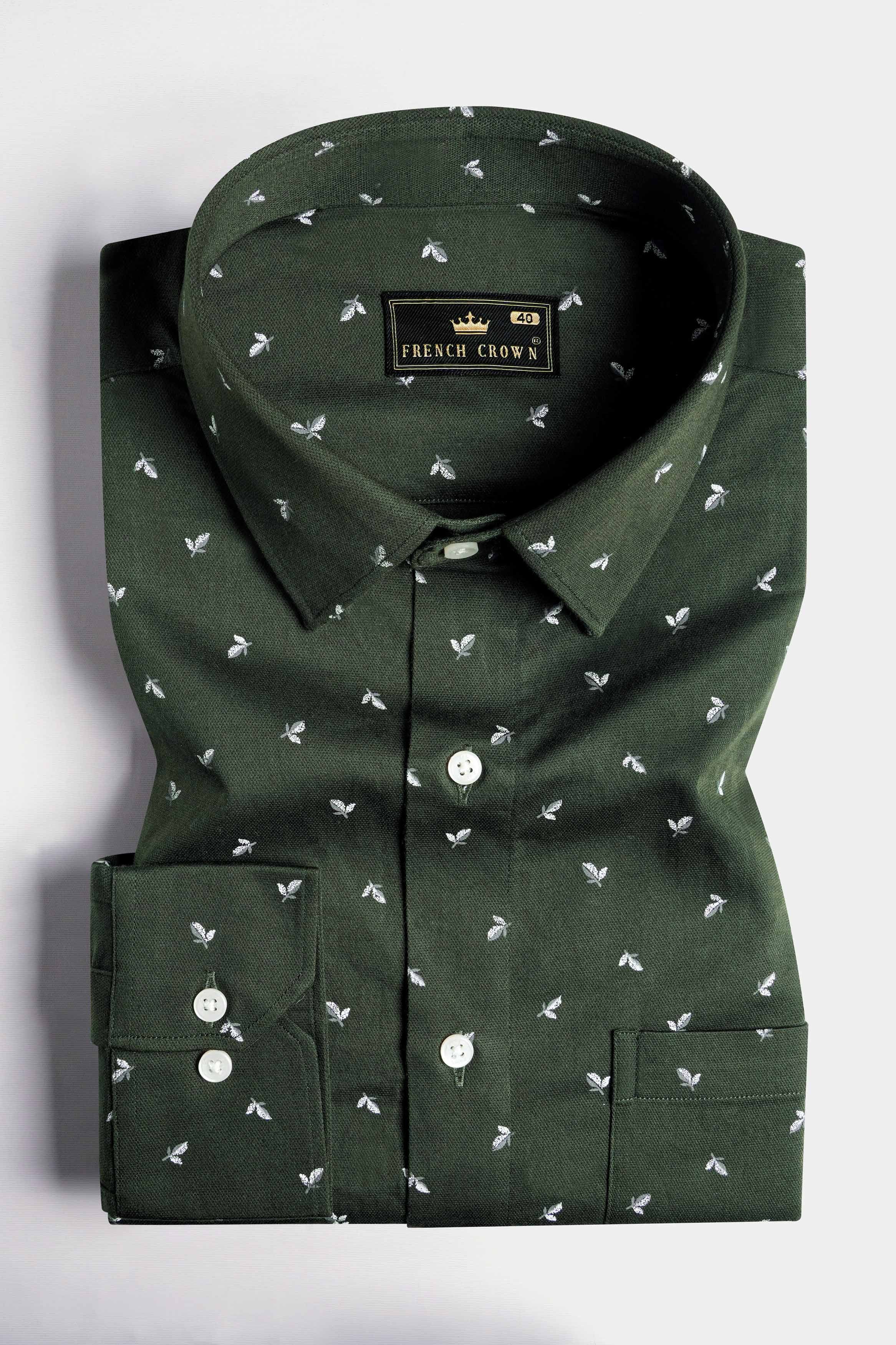 Cabbage Pont Green with White Ditsy Printed Royal Oxford Shirt