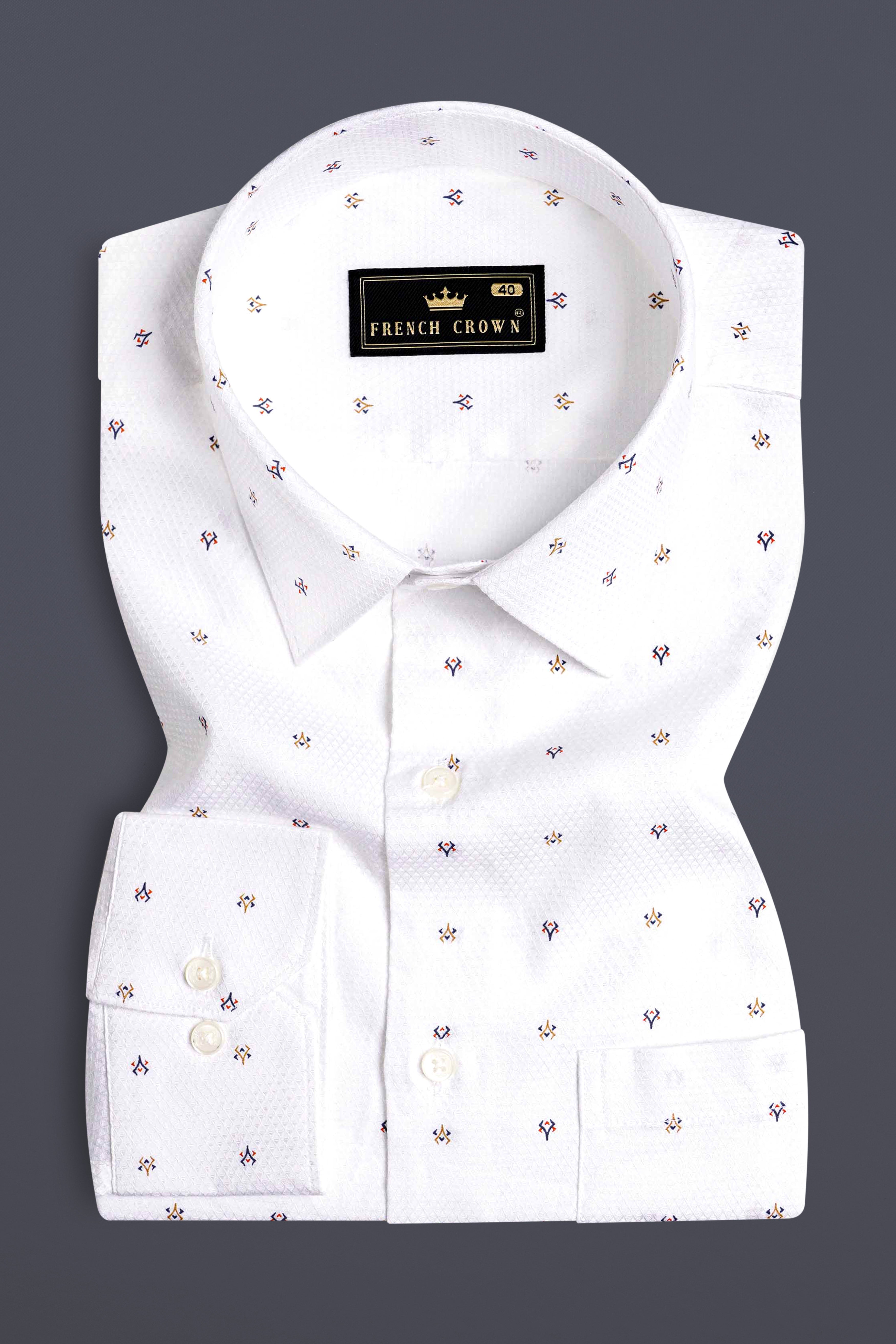 Bright White Dobby Textured Premium Giza Cotton Shirt