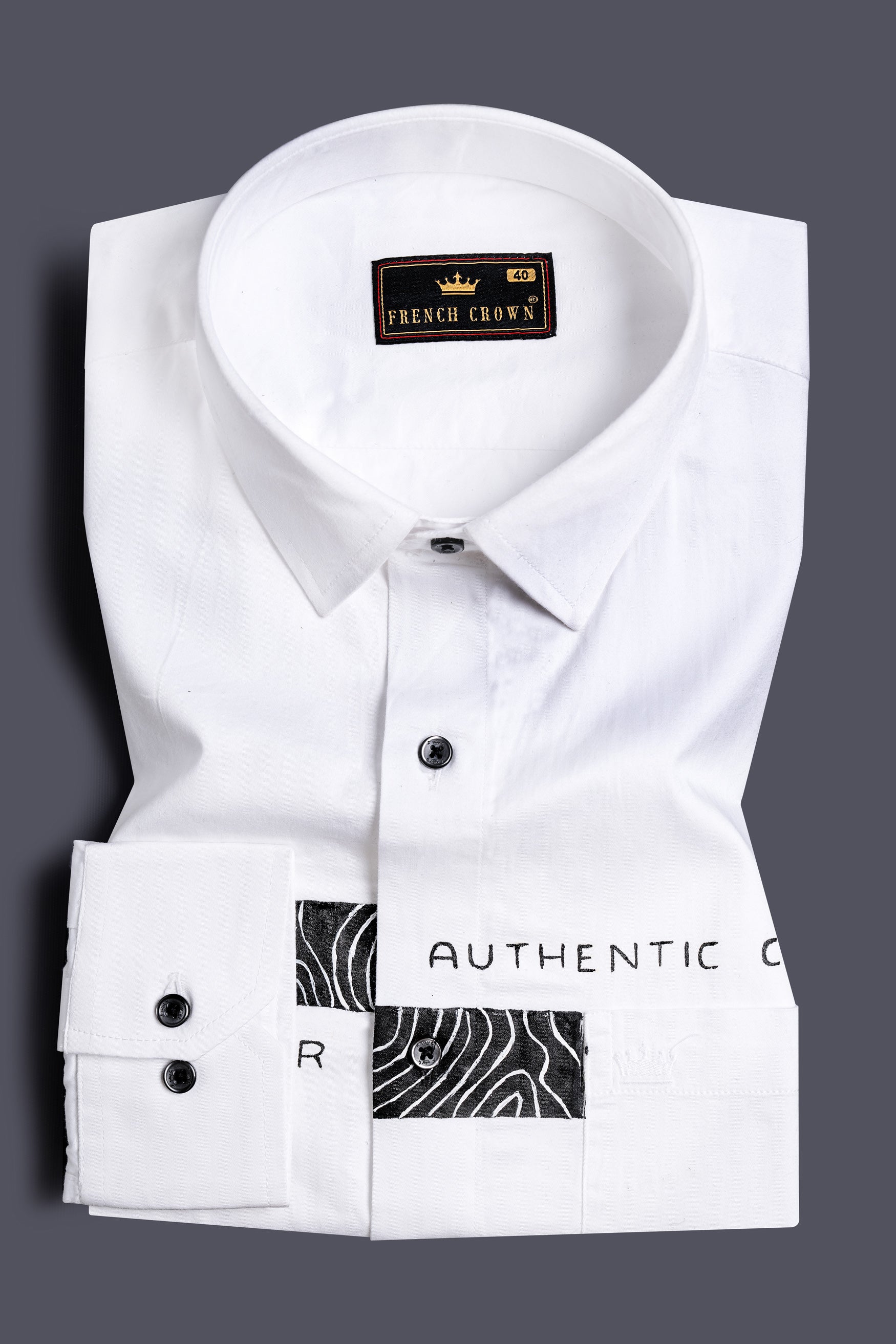 Bright White Hand Painted Subtle Sheen Super Soft Premium Cotton Designer Shirt