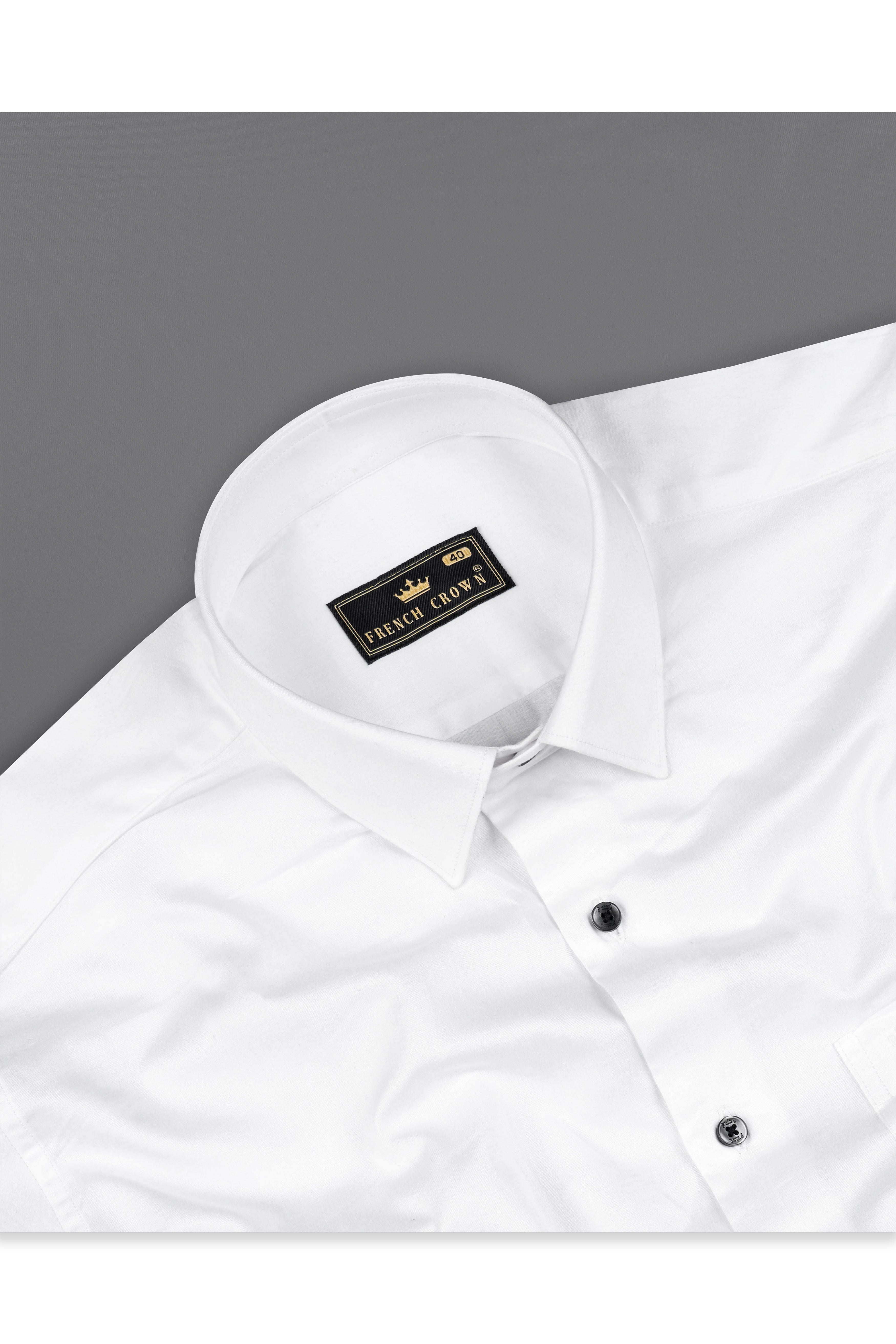 Bright White Subtle Sheen with Left Shoulder Tricolour Embroidered Super Soft Premium Cotton Shirt