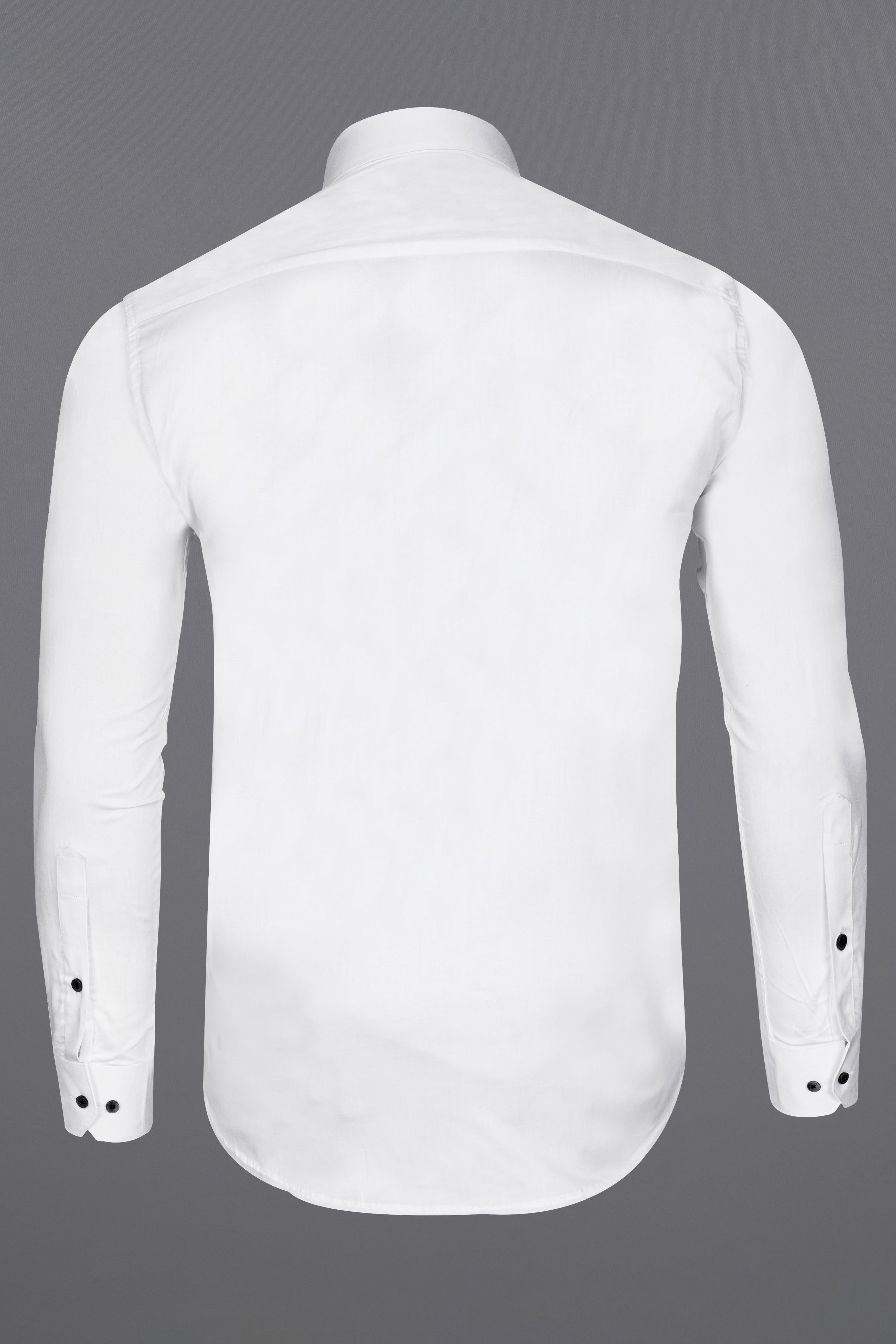 Bright White Subtle Sheen Tricolour Embroidered Under Second Button Super Soft Premium Cotton Shirt