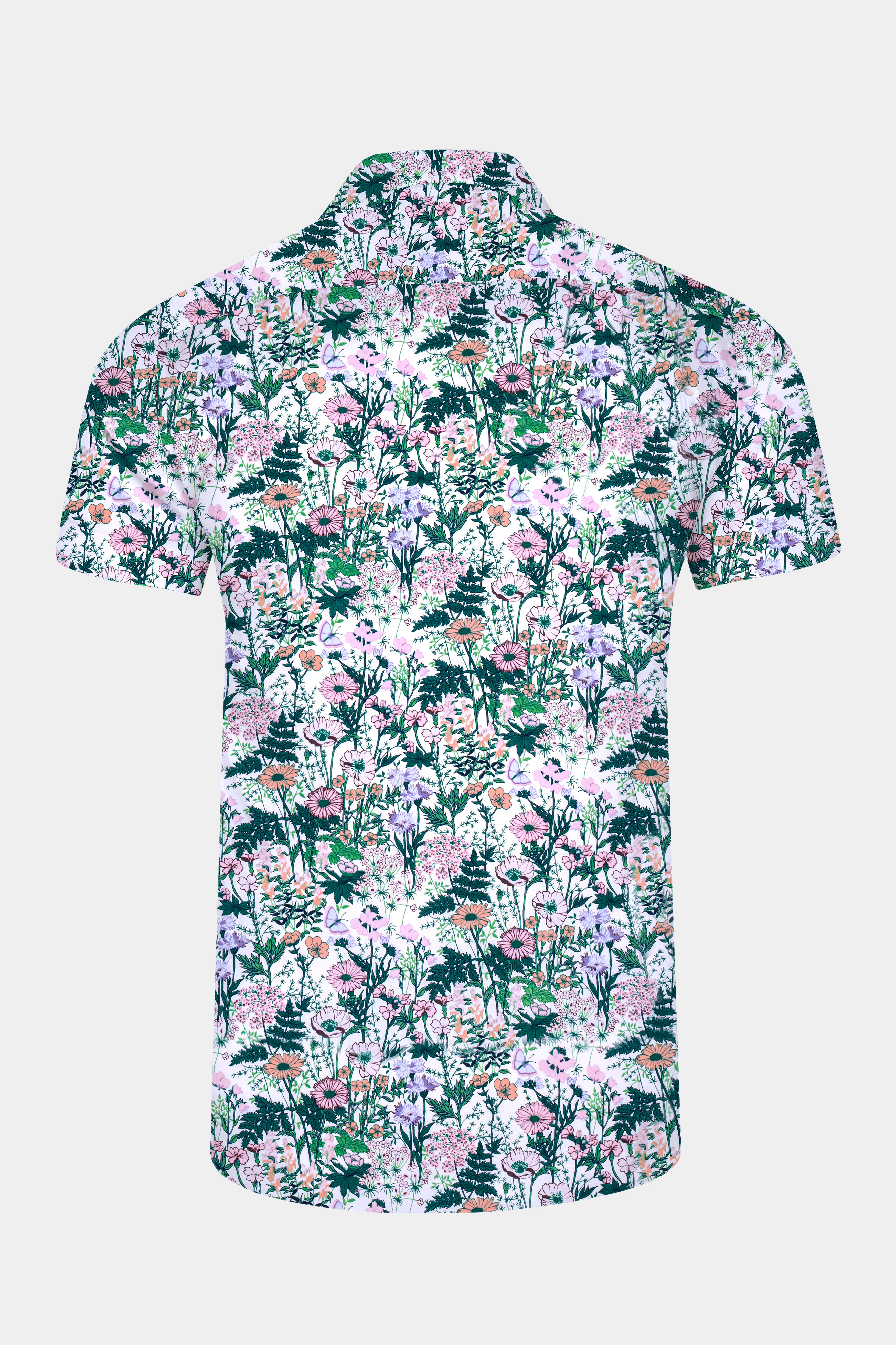 Bright White Multicolor Tropical Printed Premium Cotton Shirt