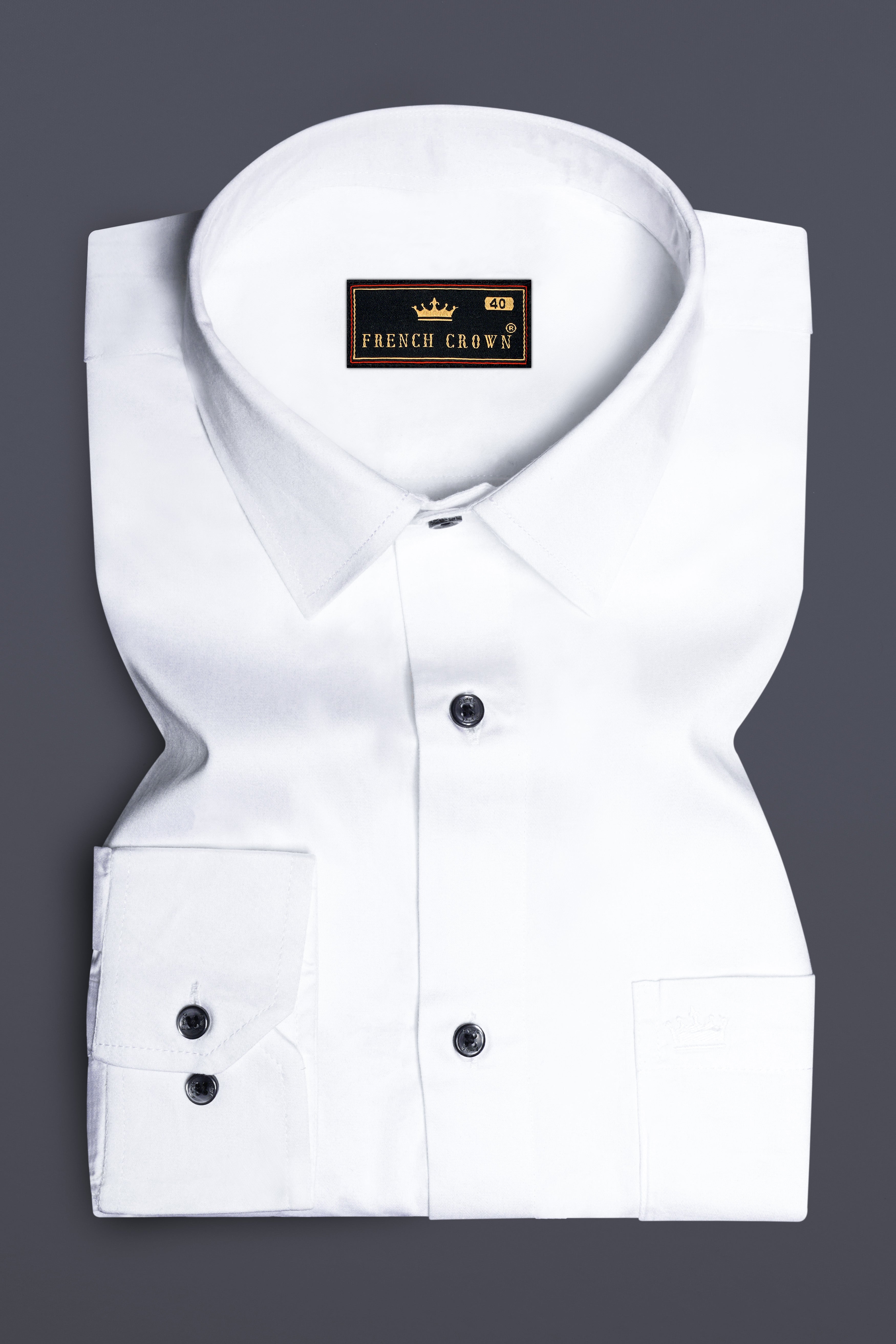 Bright White Subtle Sheen Super Soft Black Button Premium Cotton Shirt