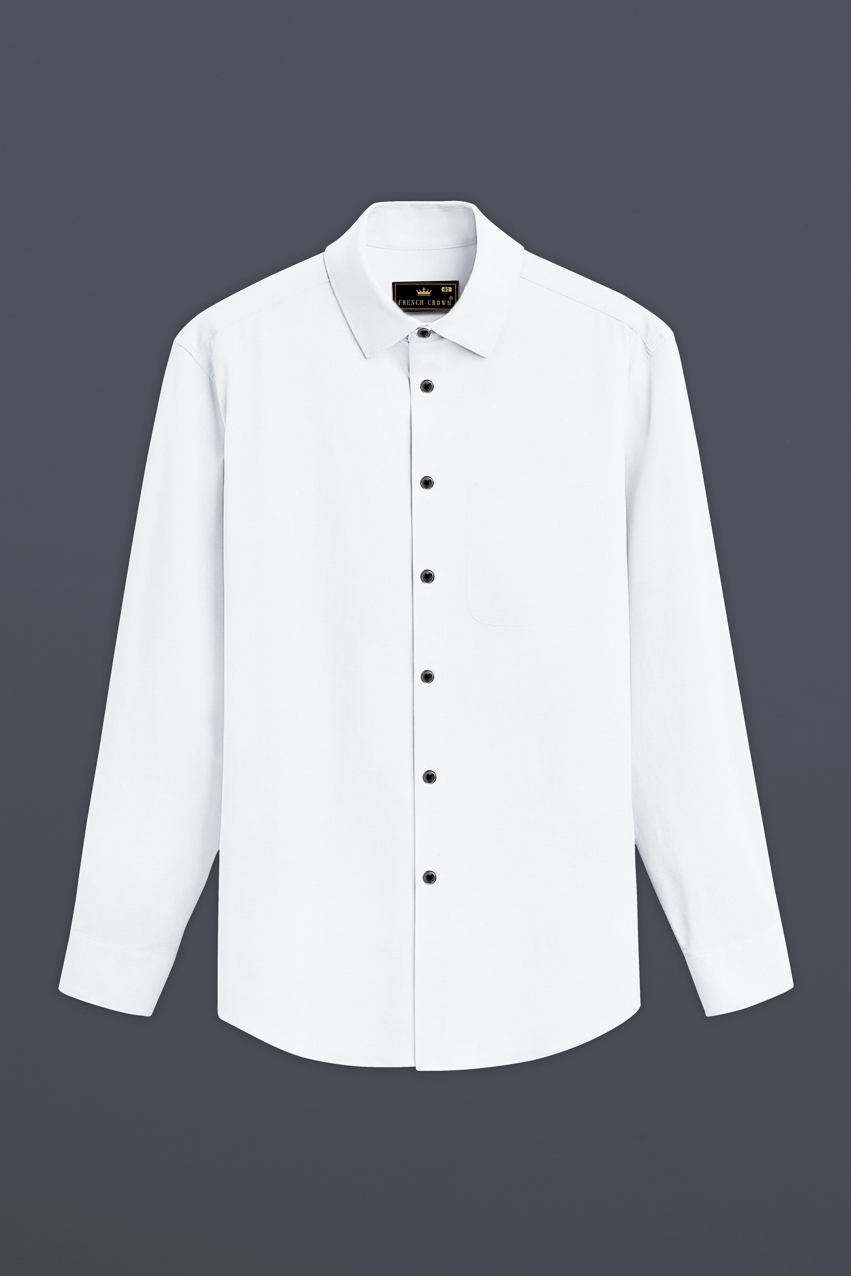 Bright White Subtle Sheen Super Soft Black Button Premium Cotton Shirt