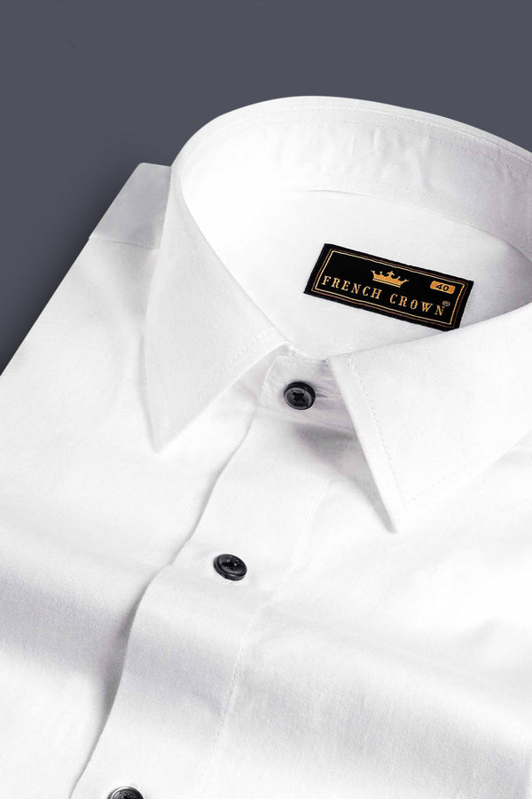 Bright White Subtle Sheen Super Soft Black Button Premium Cotton Shirt