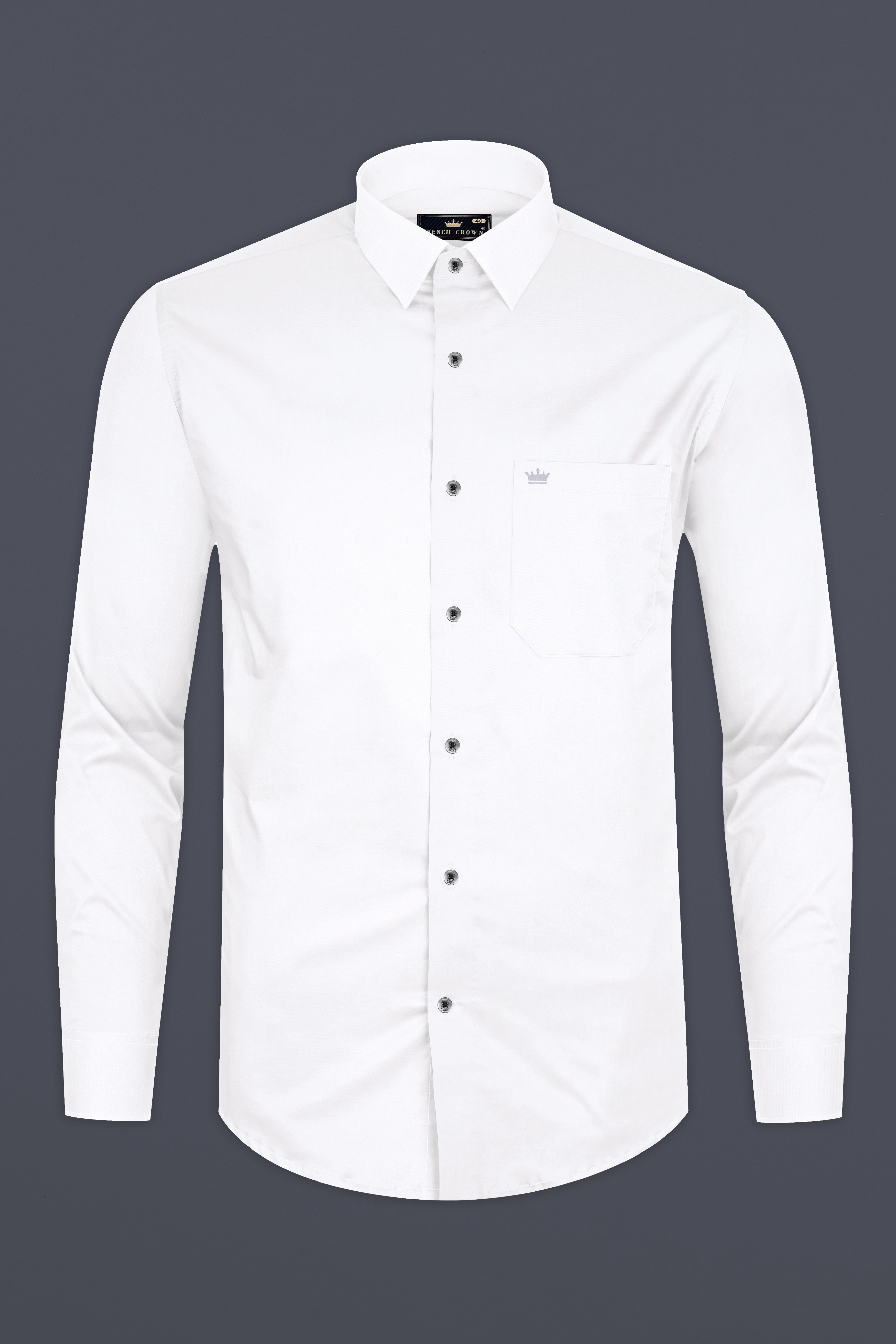 Bright White Subtle Sheen Super Soft Black Button Premium Cotton Shirt