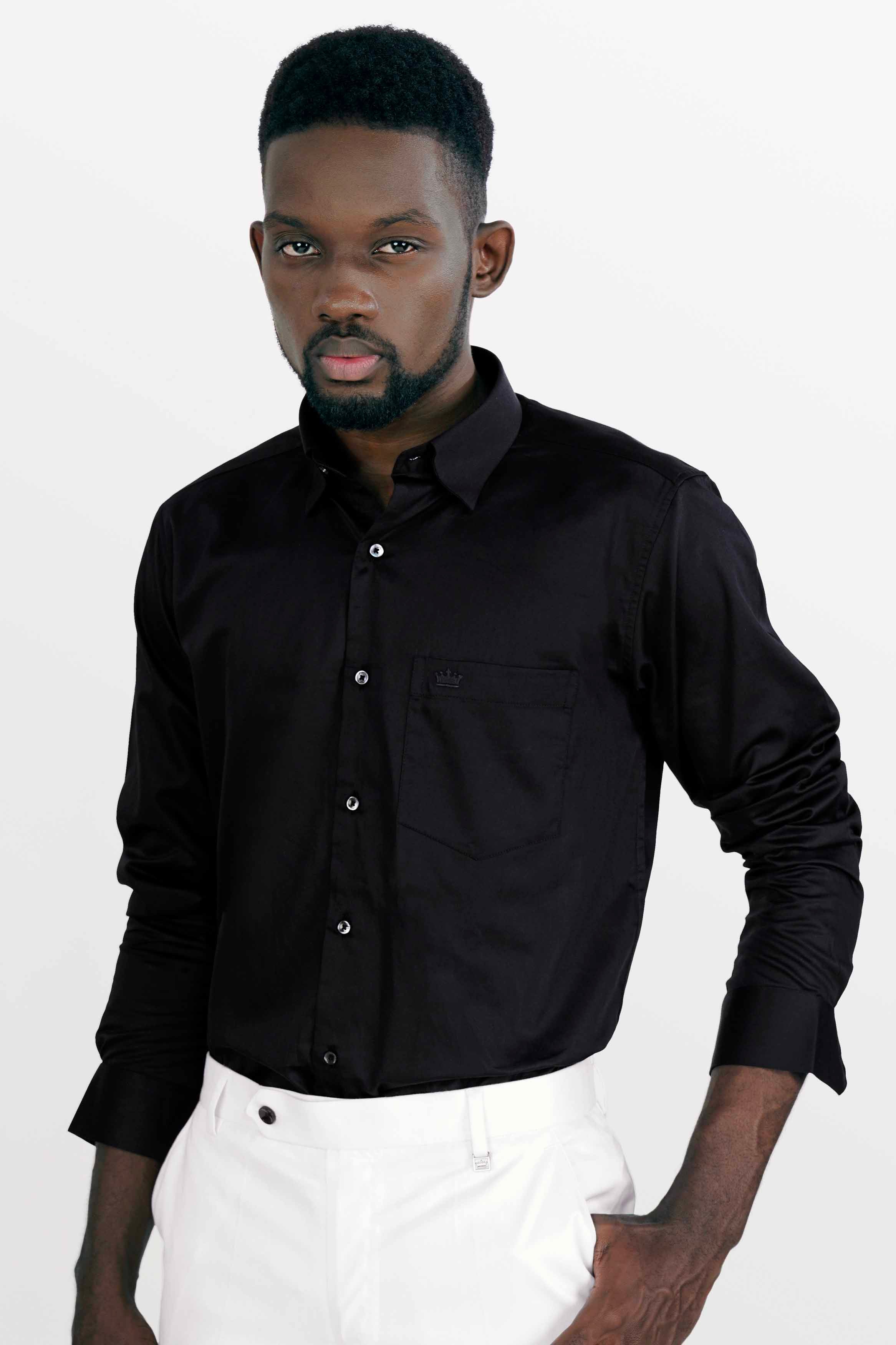 Jade Black Super Soft Premium Concealed Button Cotton Designer Shirt