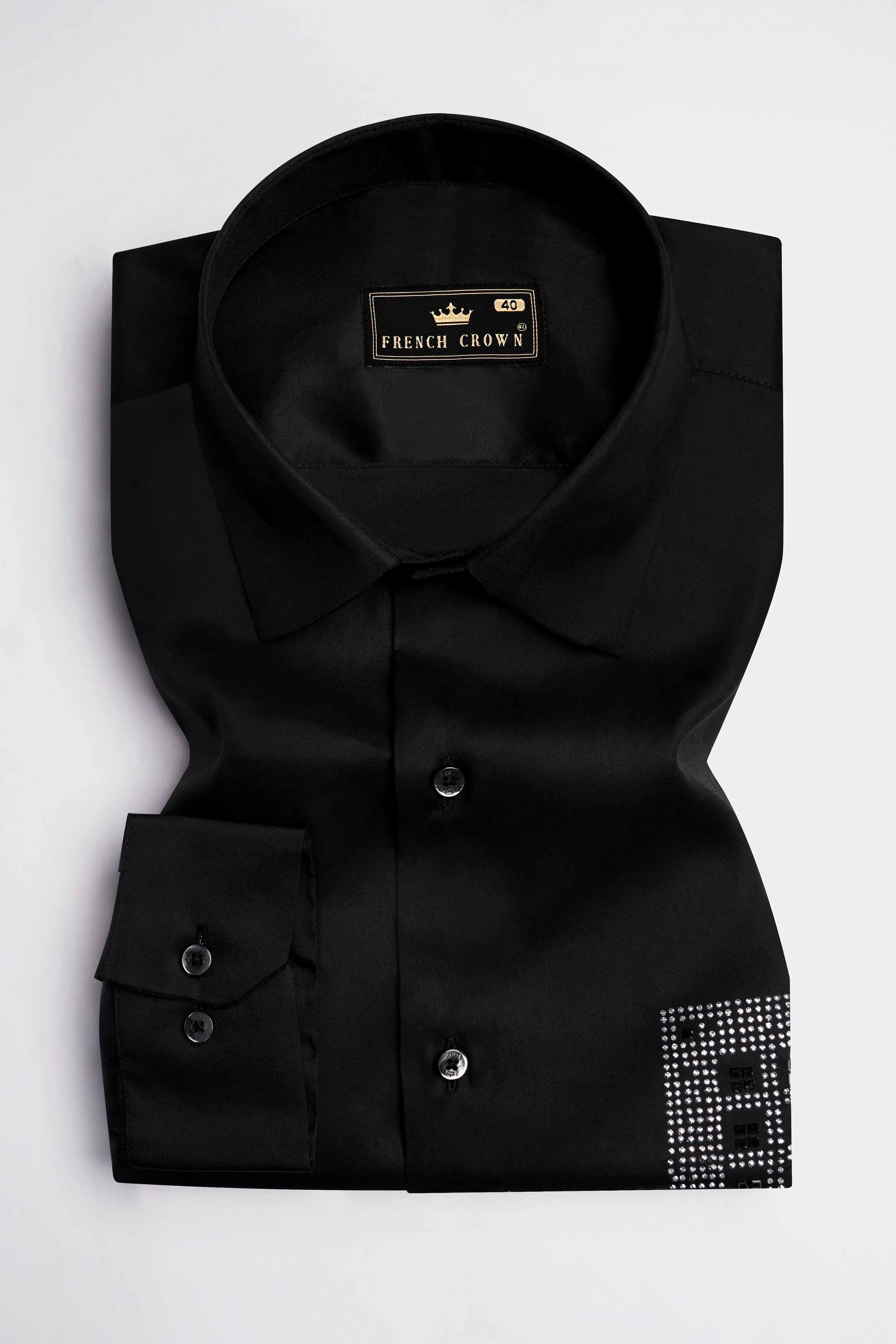 Jade Black Stonework Super Soft Premium Cotton Designer Shirt