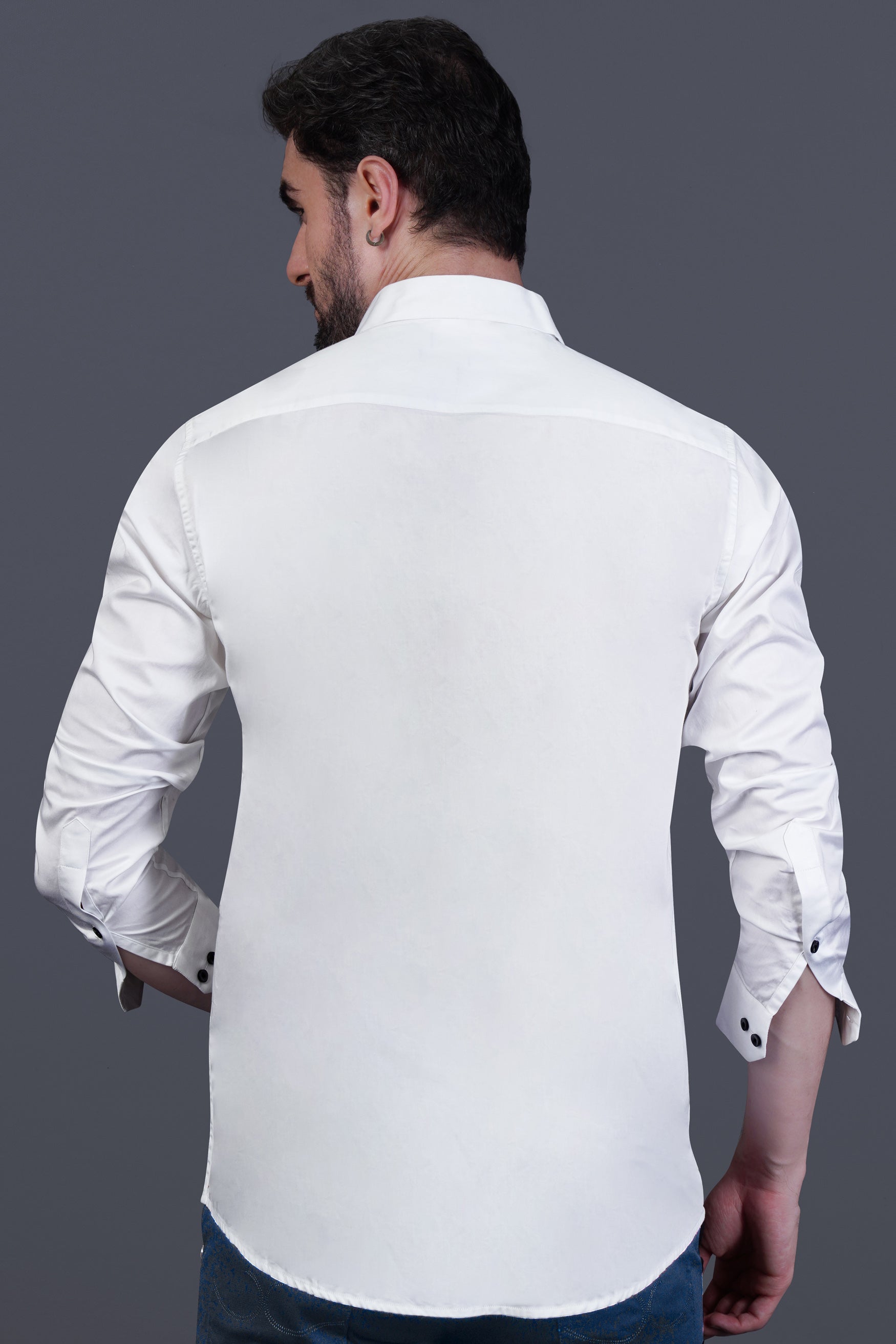 Bright White Big Horn Sheep Printed Subtle Sheen Super Soft Premium Cotton Designer Shirt